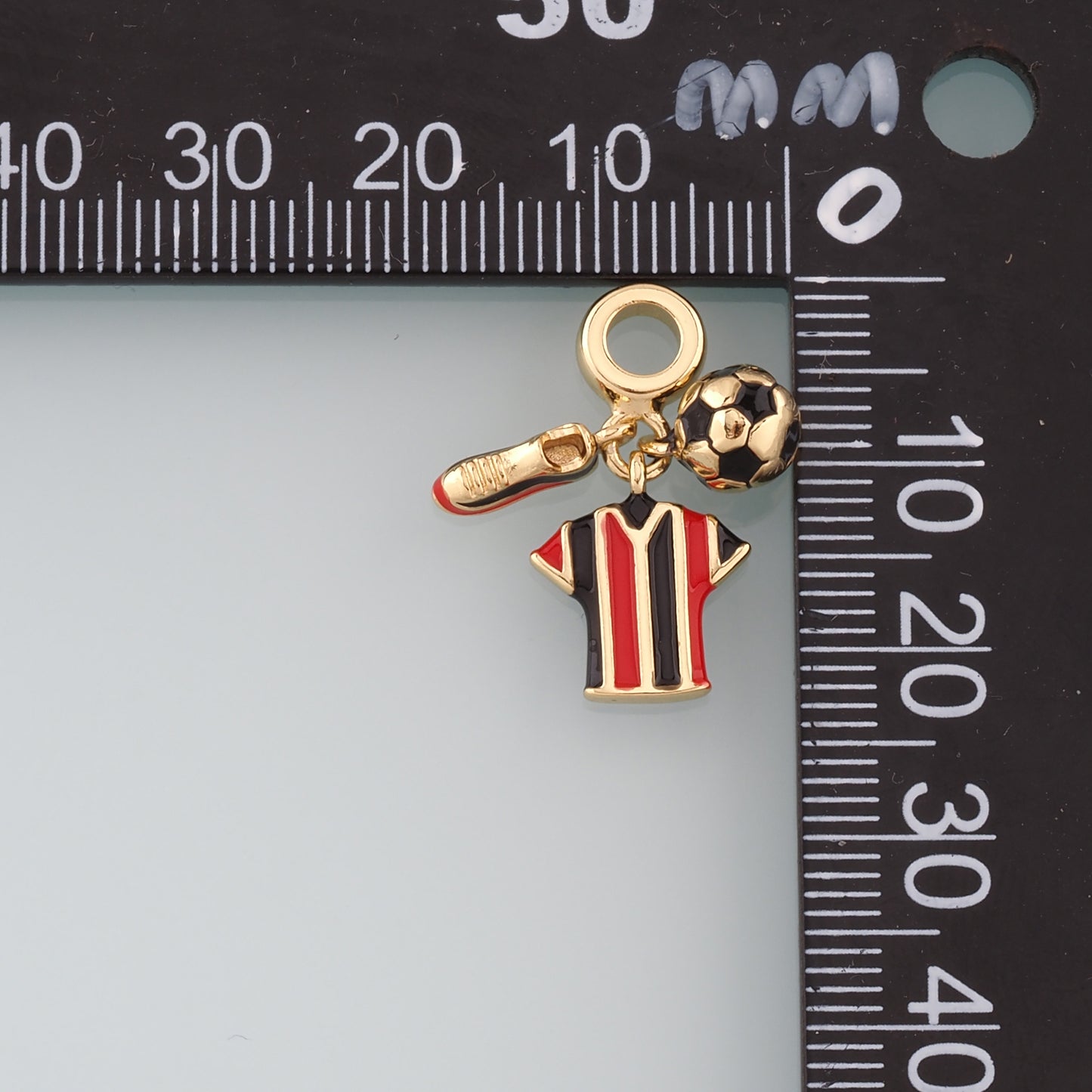 Gold Jersey Soccer Charm,18K Gold Football Pendant,Enamel Ball Sneakers Charm Bracelet Necklace for DIY Jewelry Making Supply