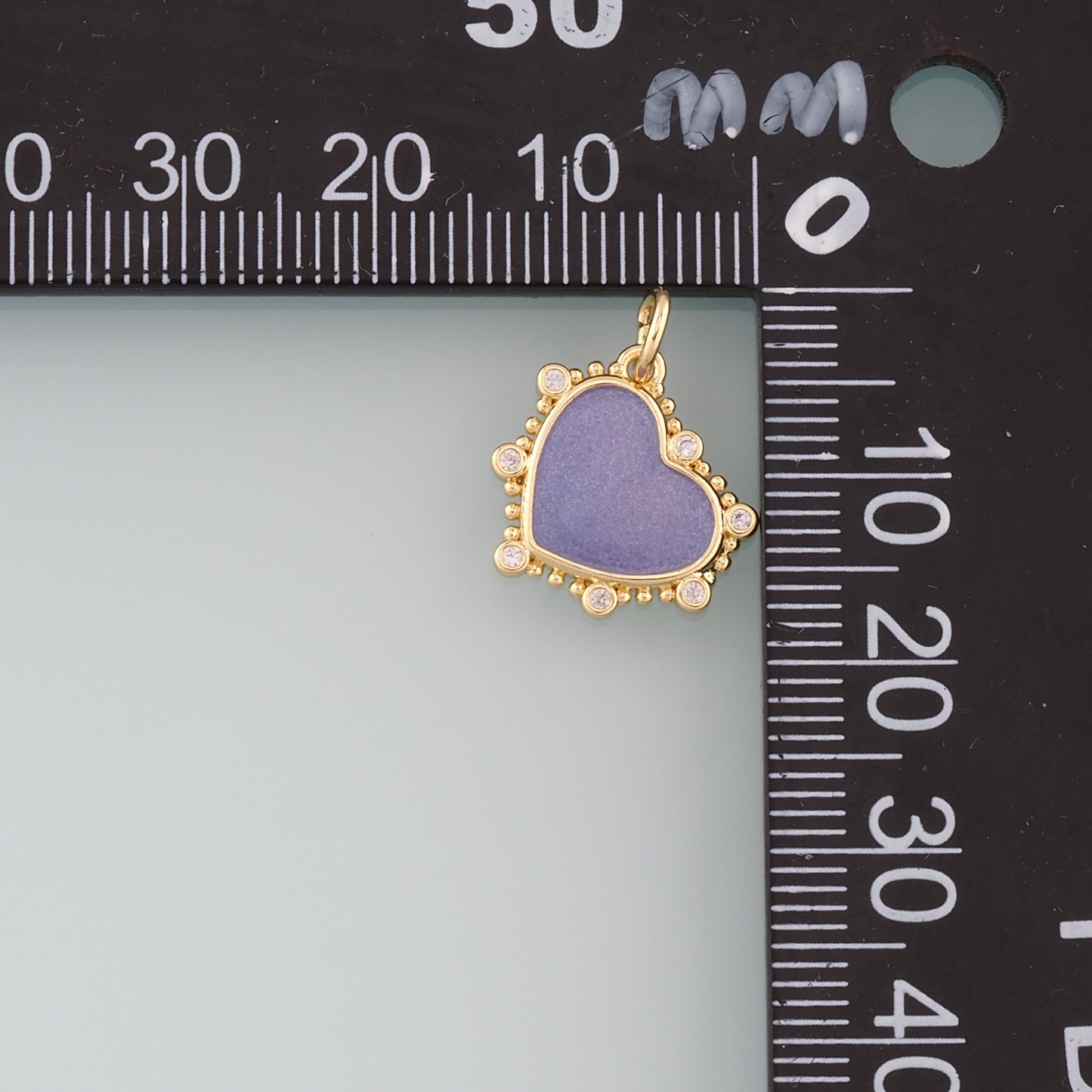 18K Gold Filled Heart Pendant,Enamel Heart Charm Bracelet Necklace for DIY Jewelry Making Supply