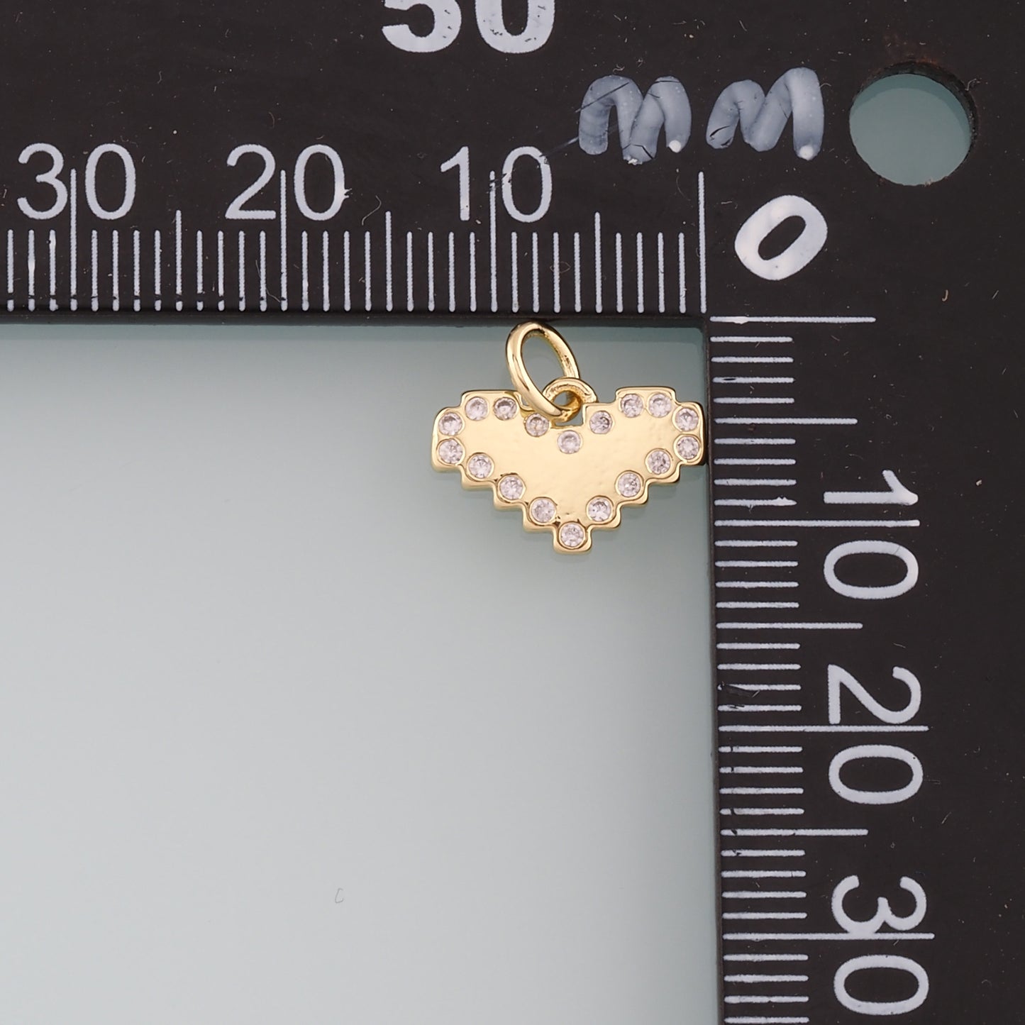 18K Gold Filled Heart Pendant,CZ Micro Pave Heart Charm Bracelet Necklace for DIY Jewelry Making Supply