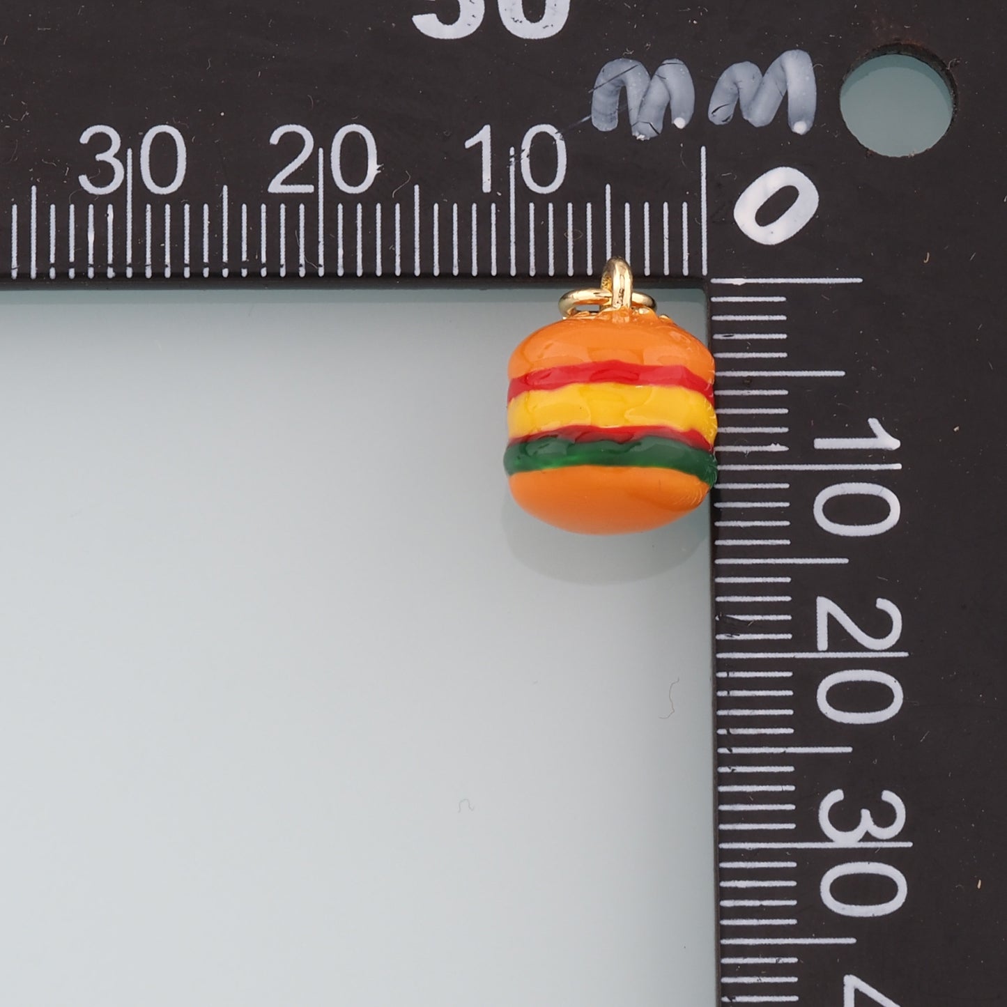 18K Gold Filled Hamburger Pendant,Enamel Gourmet Charm Bracelet Necklace for DIY Jewelry Making Supply