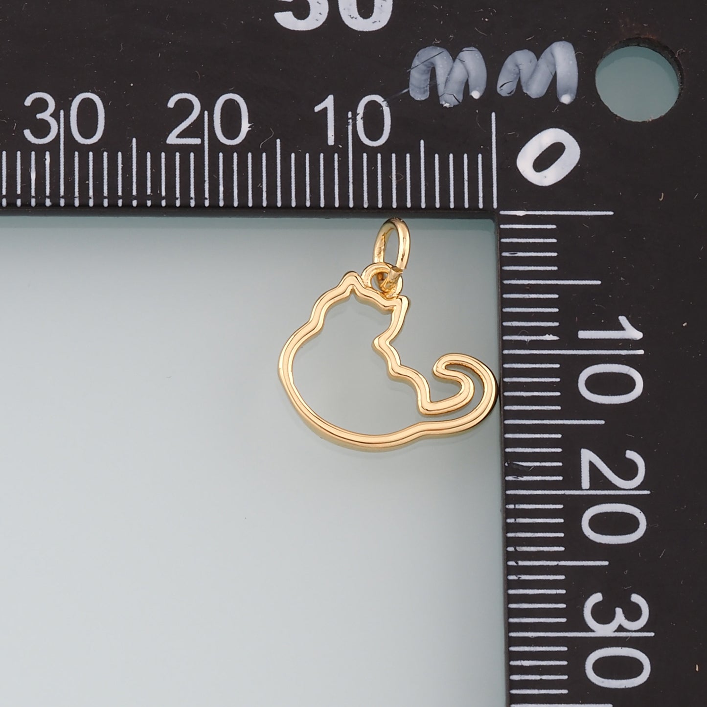Gold Cat Charms,18K Gold Filled Cat Pendant,Cute Cat Charm Bracelet Necklace for DIY Jewelry Making Supply