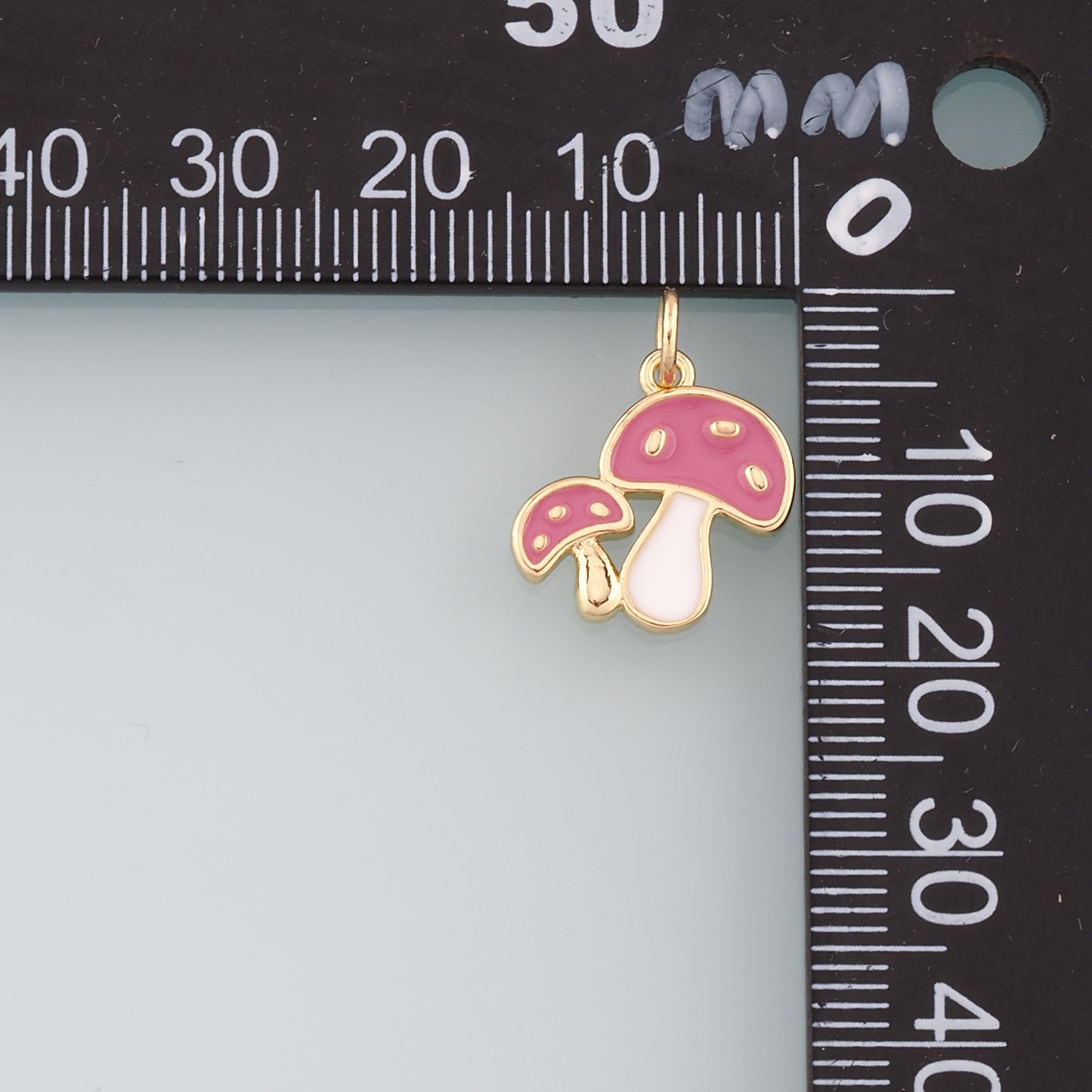 Gold Mushroom Charms,18K Gold Filled Enamel Mushroom Pendant,Kawaii Charm Bracelet Necklace for DIY Jewelry Making Supply