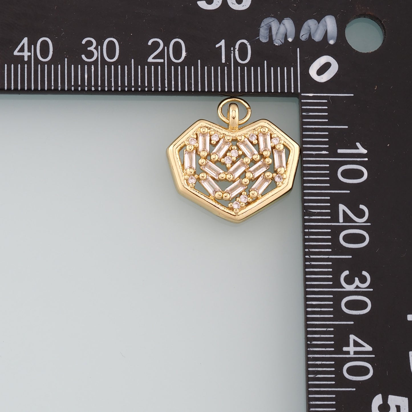 18K Gold Filled Heart Pendant,CZ Micro Pave Heart Charm Bracelet Necklace for DIY Jewelry Making Supply
