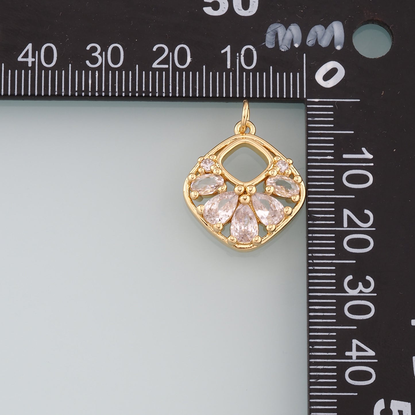 Gold Square Charms,18K Gold Filled Square Pendant,CZ Micro Pave Square Charm Bracelet Necklace for DIY Jewelry Making Supply