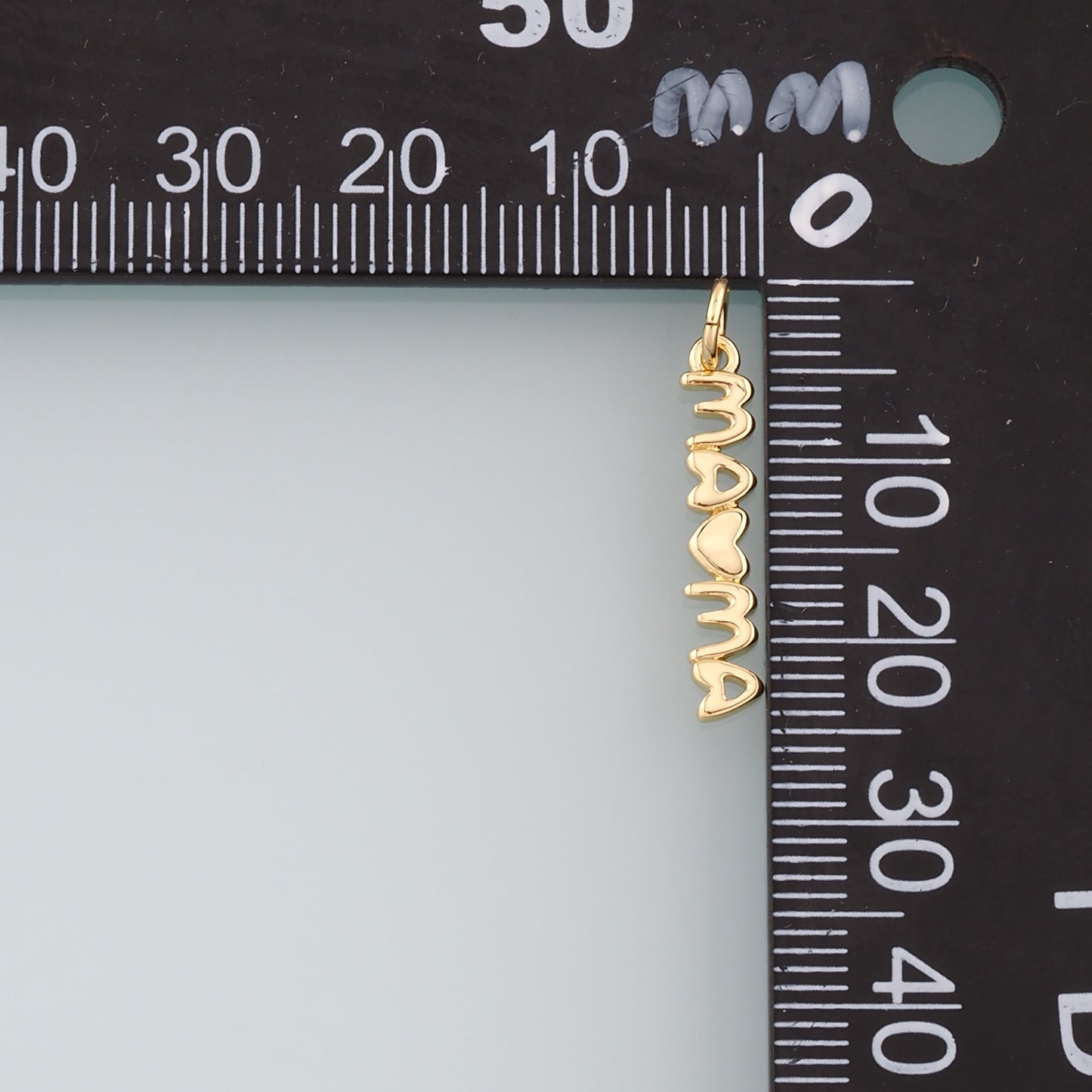 18K Gold Filled Mama Pendant,Dainty Heart Mama Charm Bracelet Necklace for DIY Jewelry Making Supply