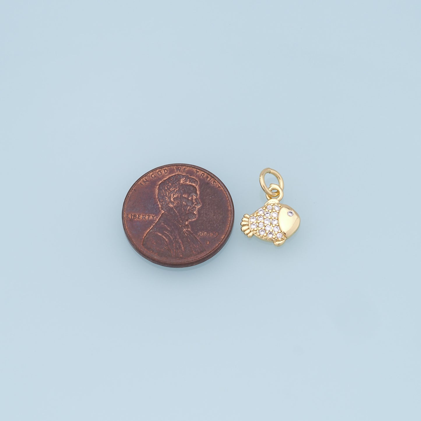Gold Fish Charms,18K Gold Filled CZ fish Pendant,fish Charm Bracelet Necklace for DIY Jewelry Making Supply