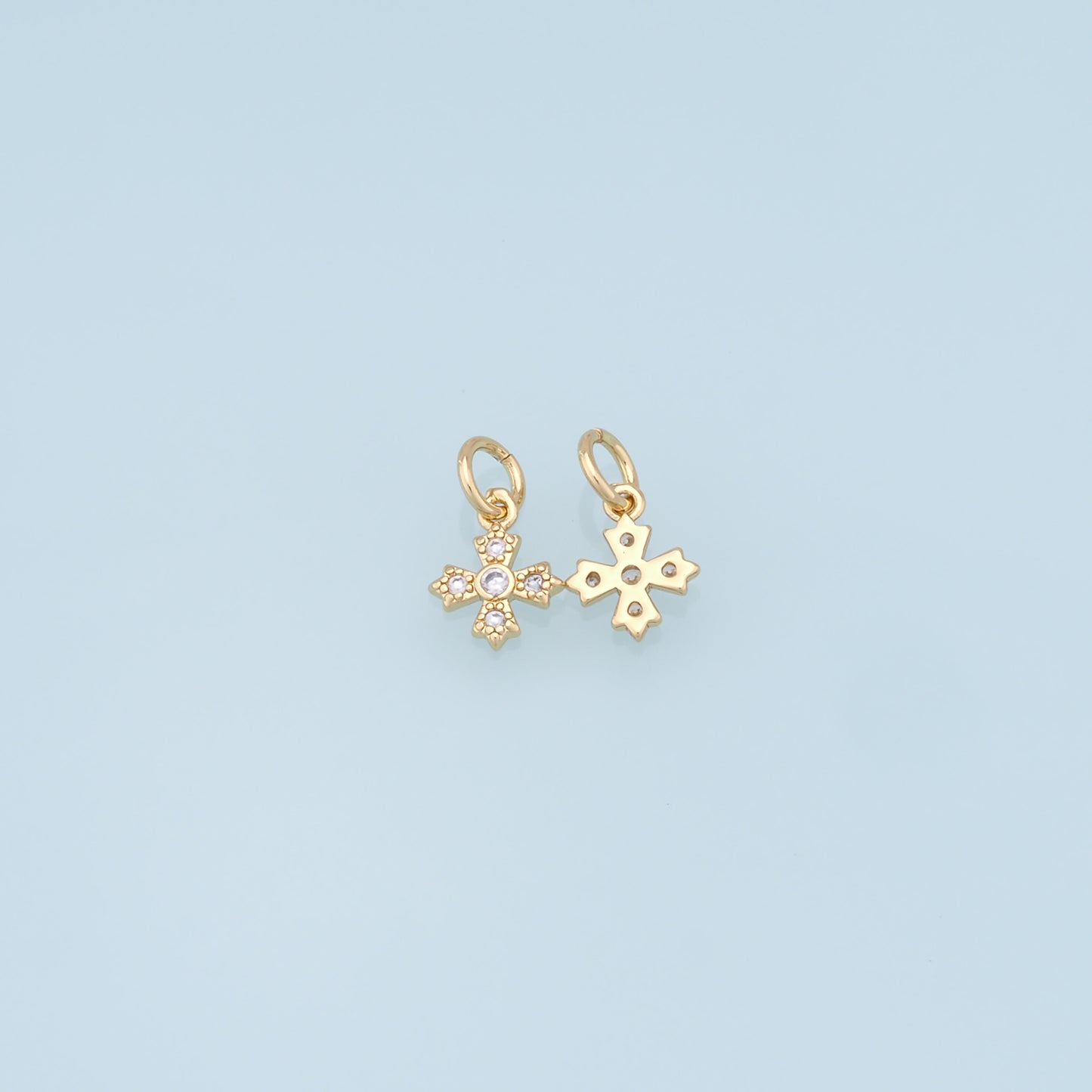Gold Cross Charms,18K Gold Filled Cross Pendant,CZ Micro Pave Protect Religious Charm Bracelet Necklace for DIY Jewelry Making Supply