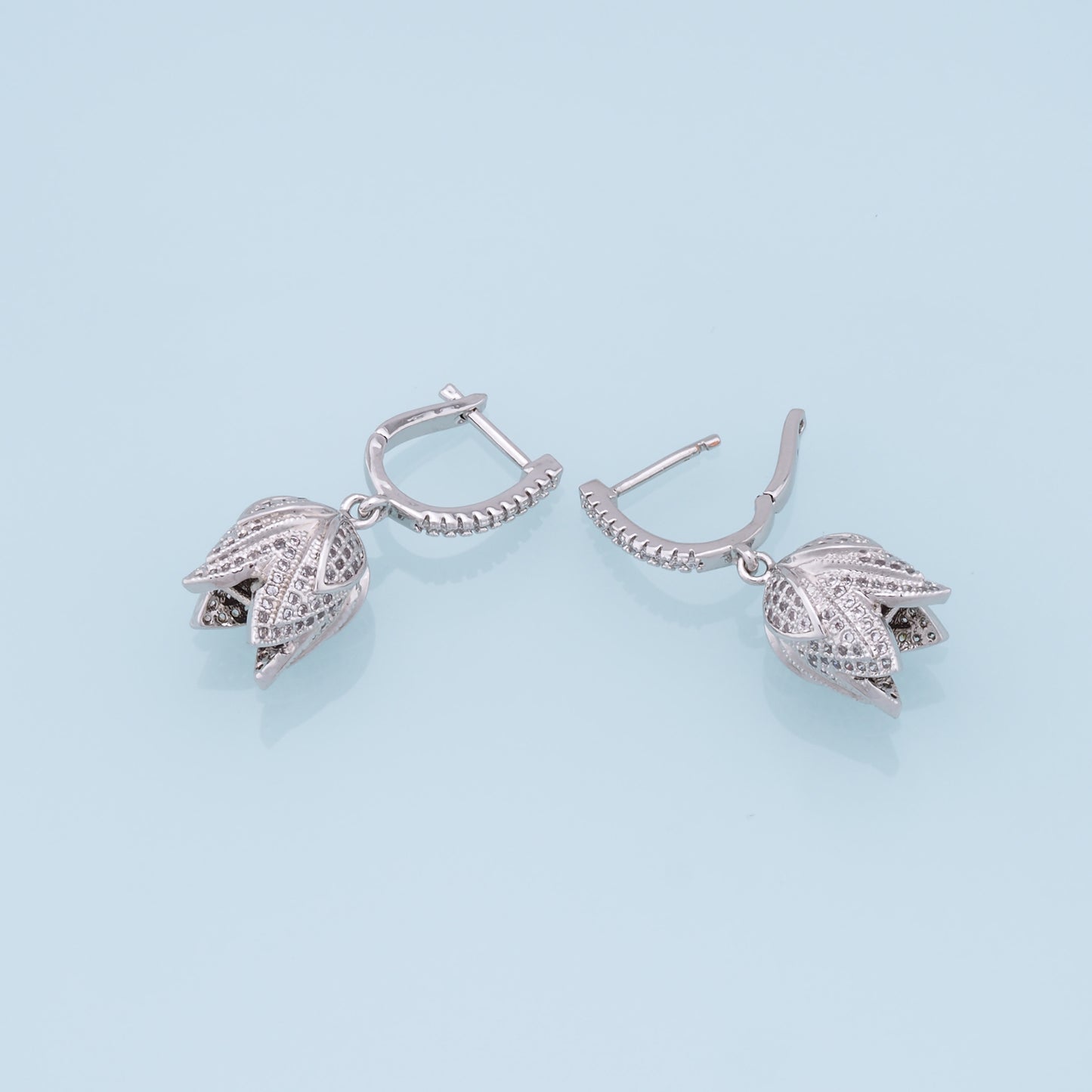 1pair 18K Gold Filled Flower Stud Earrings,Silver Earrings,Dainty Hoops Huggie,Gold Huggies Hoop Earrings