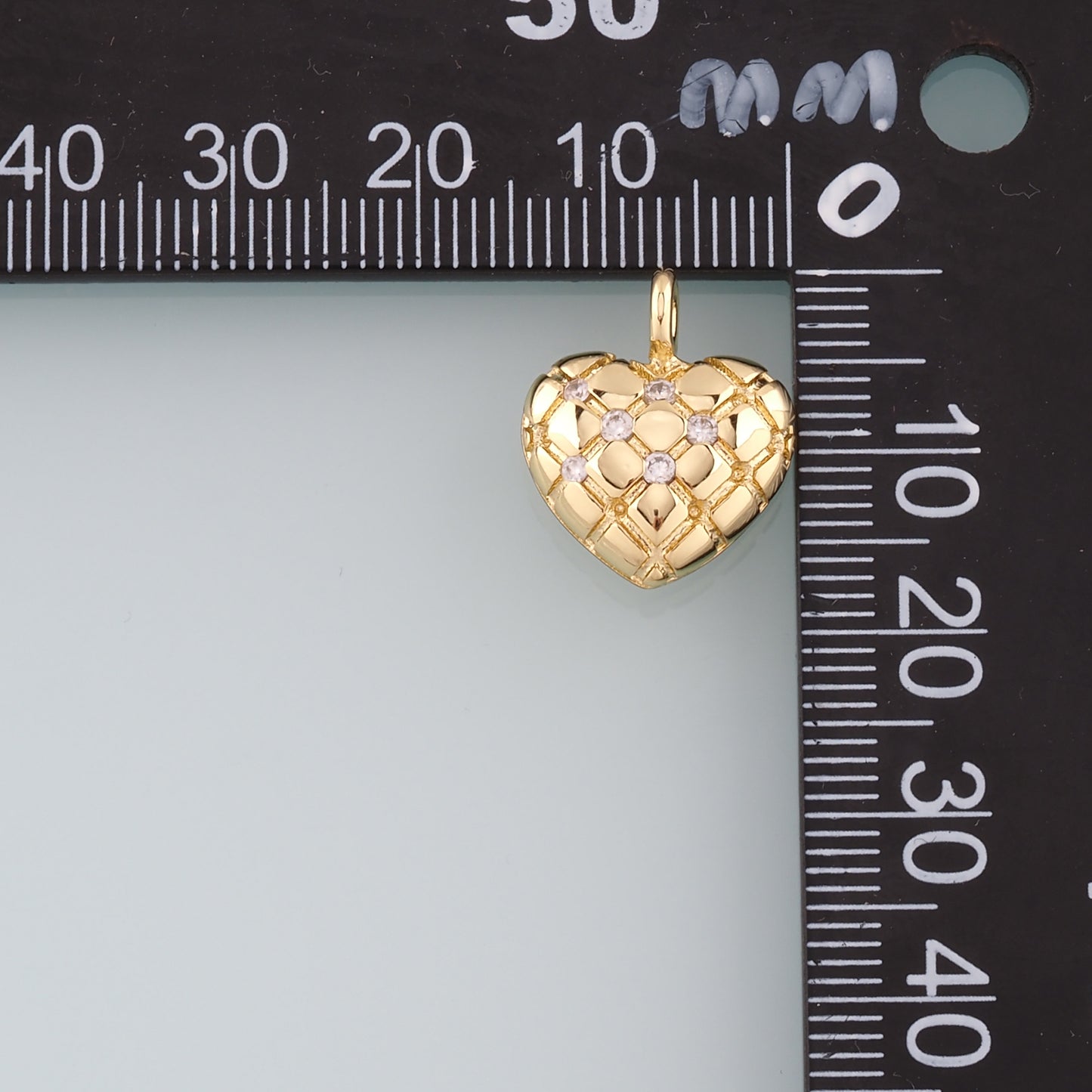 18K Gold Filled Heart Pendant,CZ Micro Pave Heart Charm Bracelet Necklace for DIY Jewelry Making Supply
