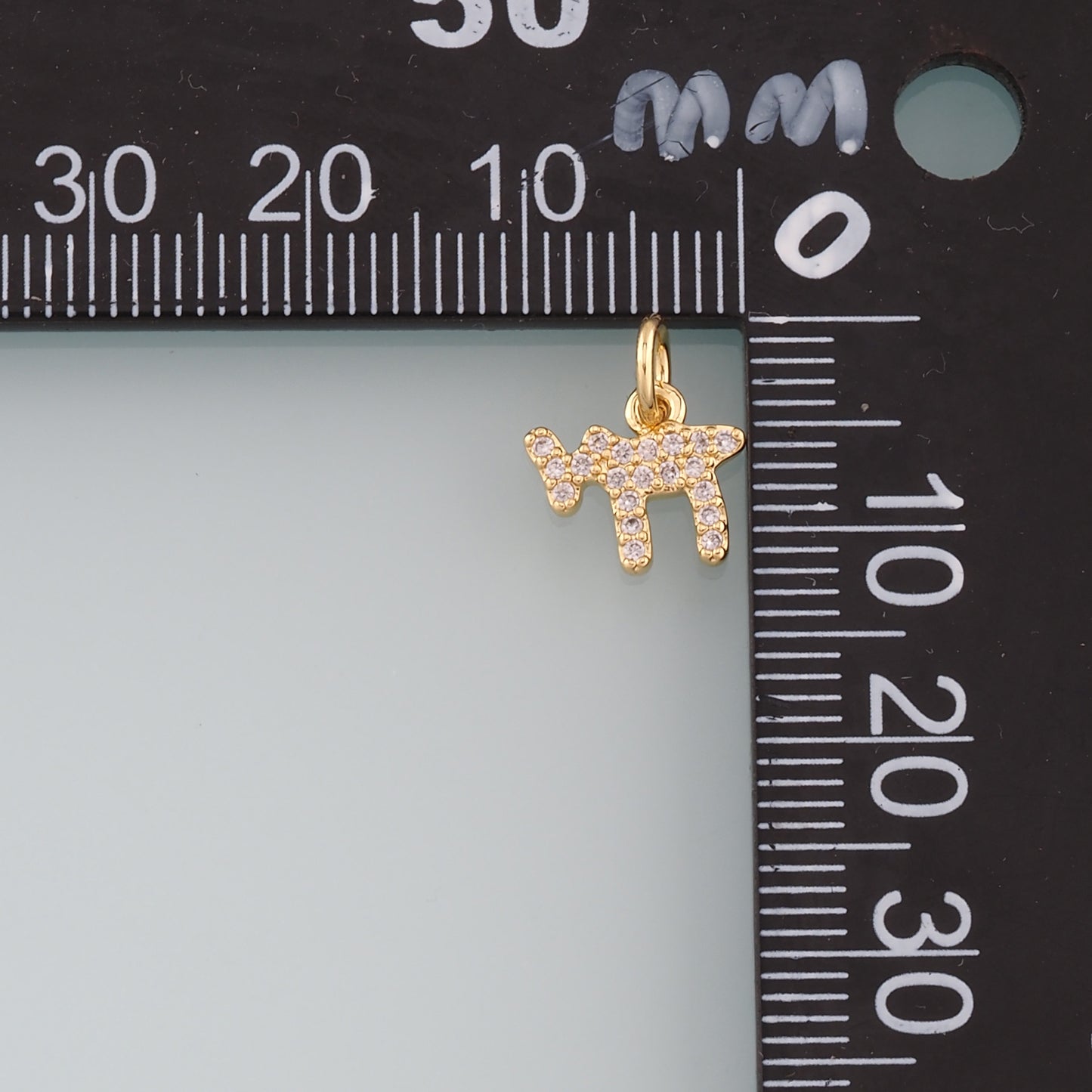 18K Gold Filled Chai Pendant,CZ Micro Pave Chai Charm Bracelet Necklace for DIY Jewelry Making Supply