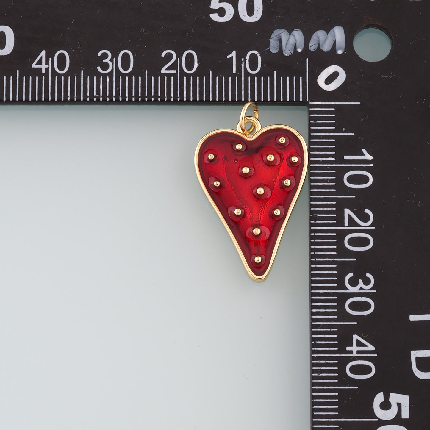 18K Gold Filled Heart Pendant,Enamel Heart Charm Bracelet Necklace for DIY Jewelry Making Supply