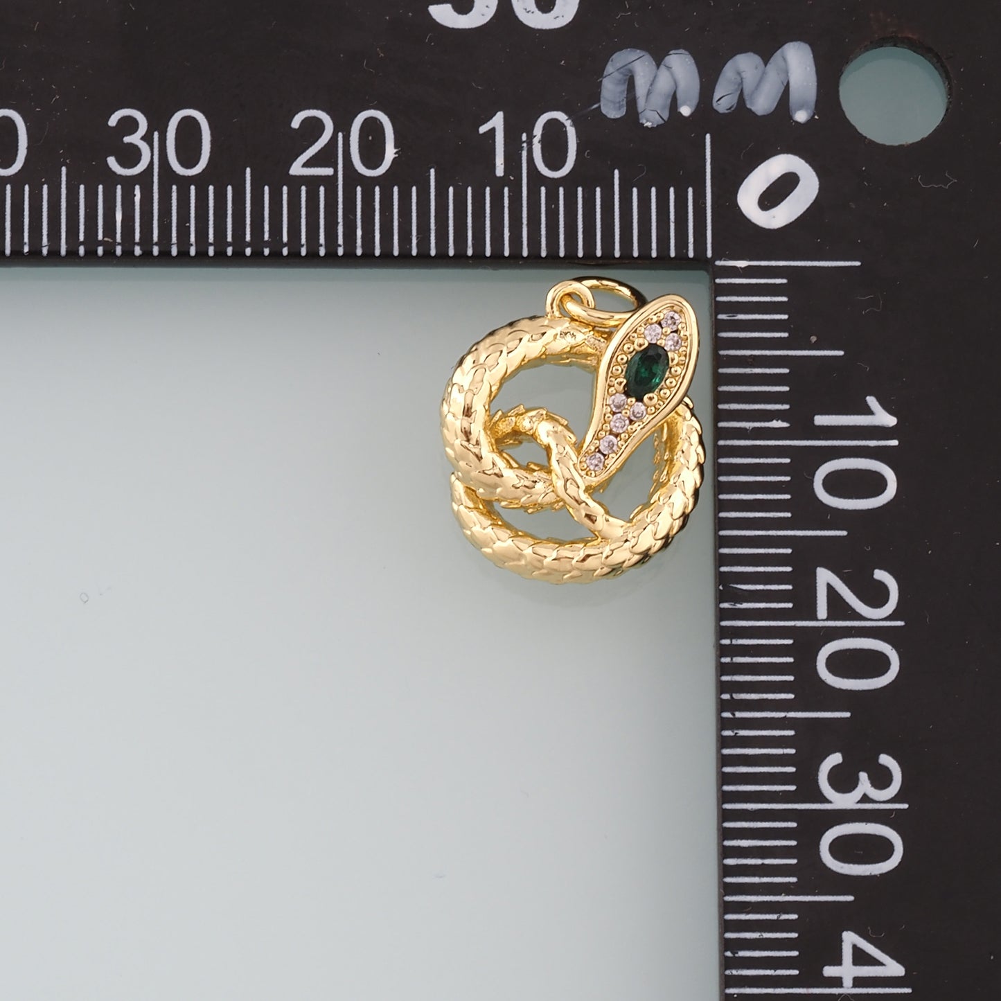 18K Gold Filled Snake Pendant,CZ Micro Pave Snake Charm Bracelet Necklace for DIY Jewelry Making Supply