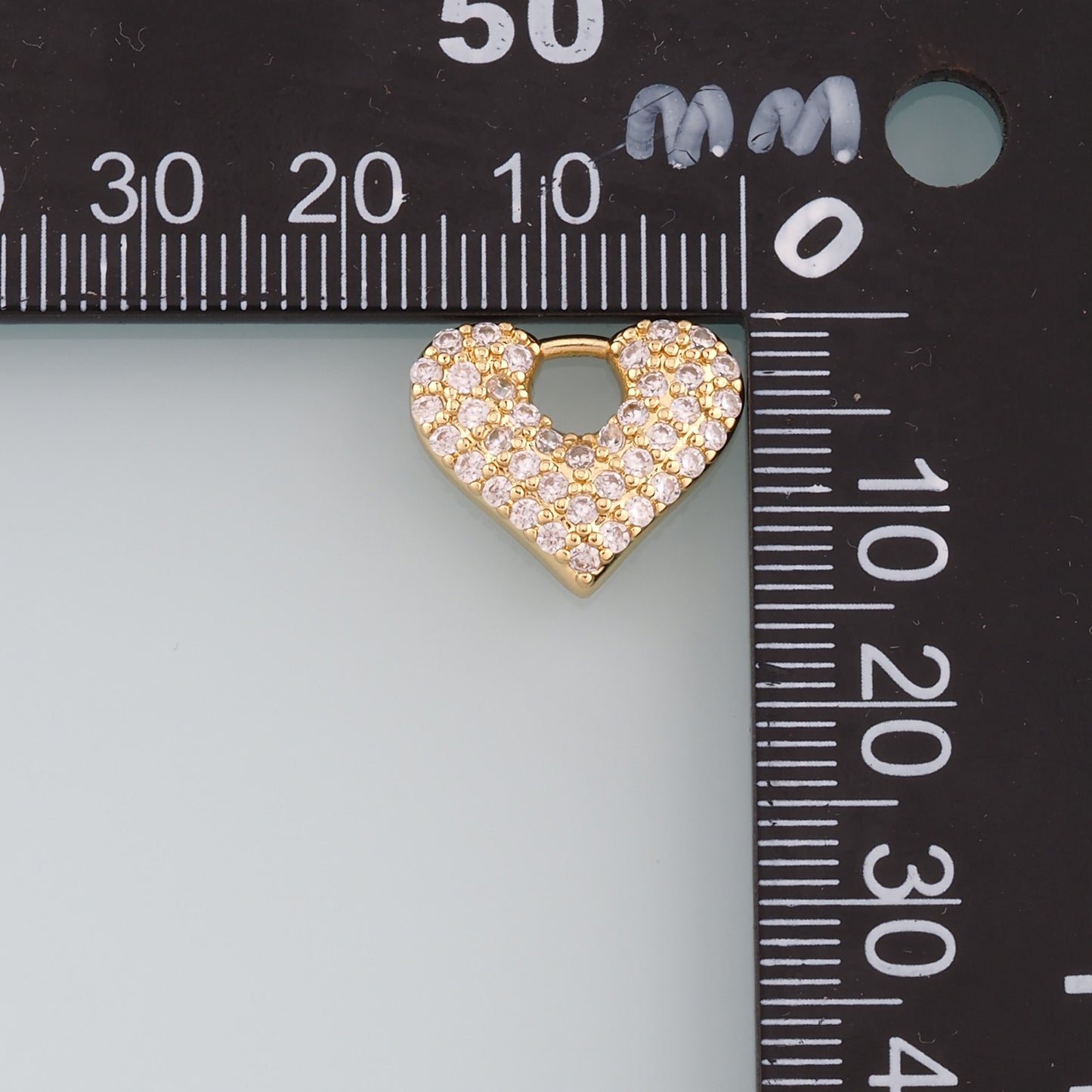 18K Gold Filled Heart Pendant,CZ Micro Pave Heart Charm Bracelet Necklace for DIY Jewelry Making Supply