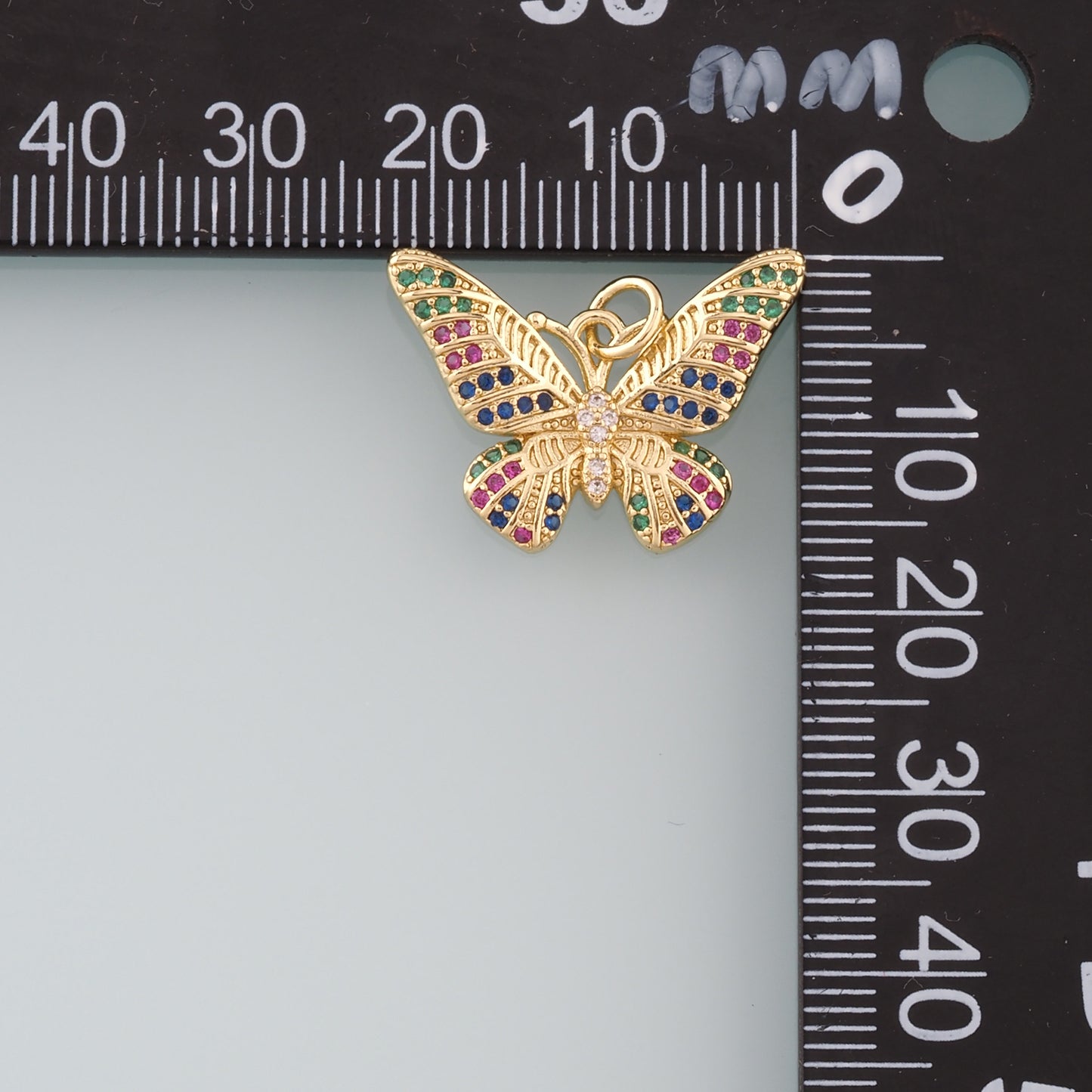 18K Gold Filled Butterfly Pendant,CZ Micro Pave Butterfly Charm Bracelet Necklace for DIY Jewelry Making Supply