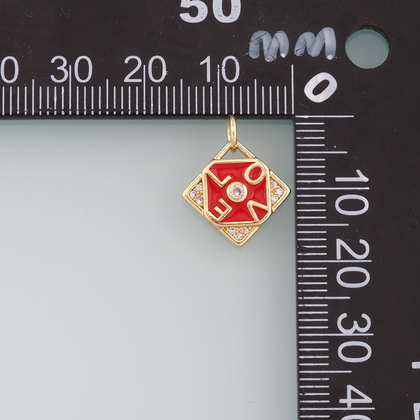 18K Gold Filled Love Pendant,Enamel Love Charm Bracelet Necklace for DIY Jewelry Making Supply