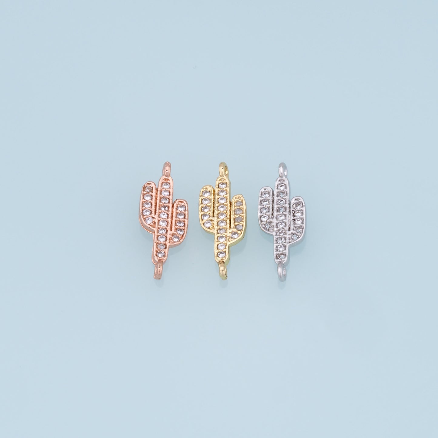 Gold Cactus Charms,18K Gold Filled CZ Micro Pave Cactus Pendant,Desert Charm Bracelet Necklace for DIY Jewelry Making Supply