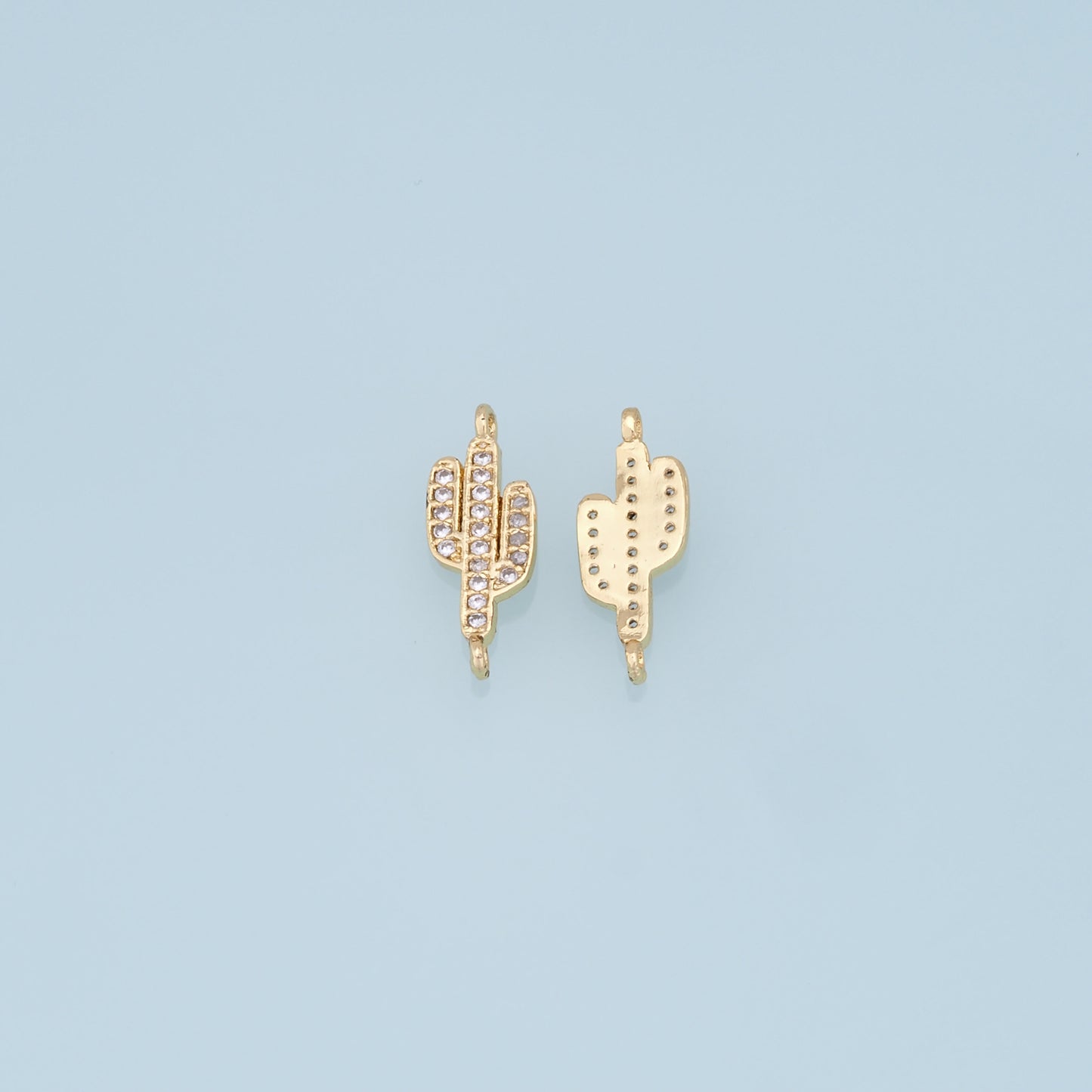Gold Cactus Charms,18K Gold Filled CZ Micro Pave Cactus Pendant,Desert Charm Bracelet Necklace for DIY Jewelry Making Supply