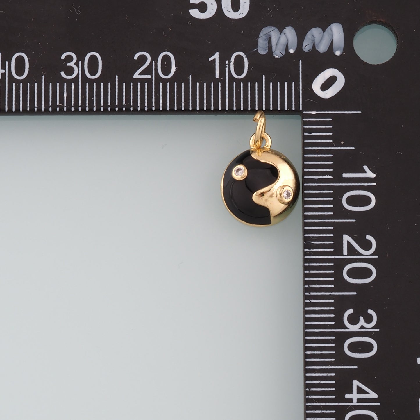 18K Gold Filled Yin Yang Pendant,Enamel Yin Yang Charm Bracelet Necklace for DIY Jewelry Making Supply
