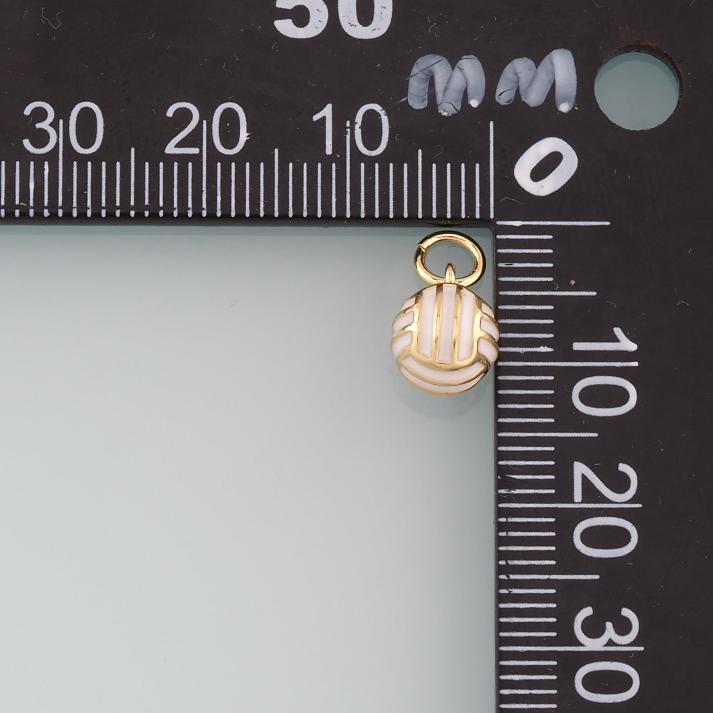 18K Gold Filled Volleyball Pendant,Enamel Volleyball Charm Bracelet Necklace for DIY Jewelry Making Supply