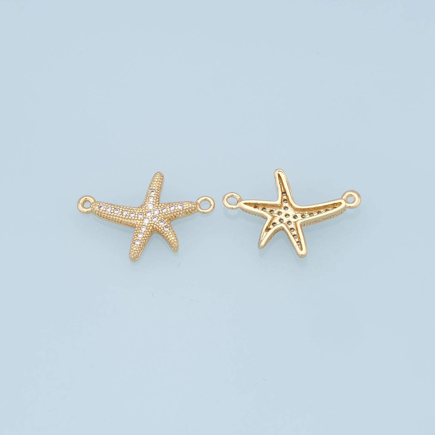 Gold Starfish Connector Charms,18K Gold Filled Sea star Pendant,Starfish Charm Bracelet Necklace for DIY Jewelry Making Supply