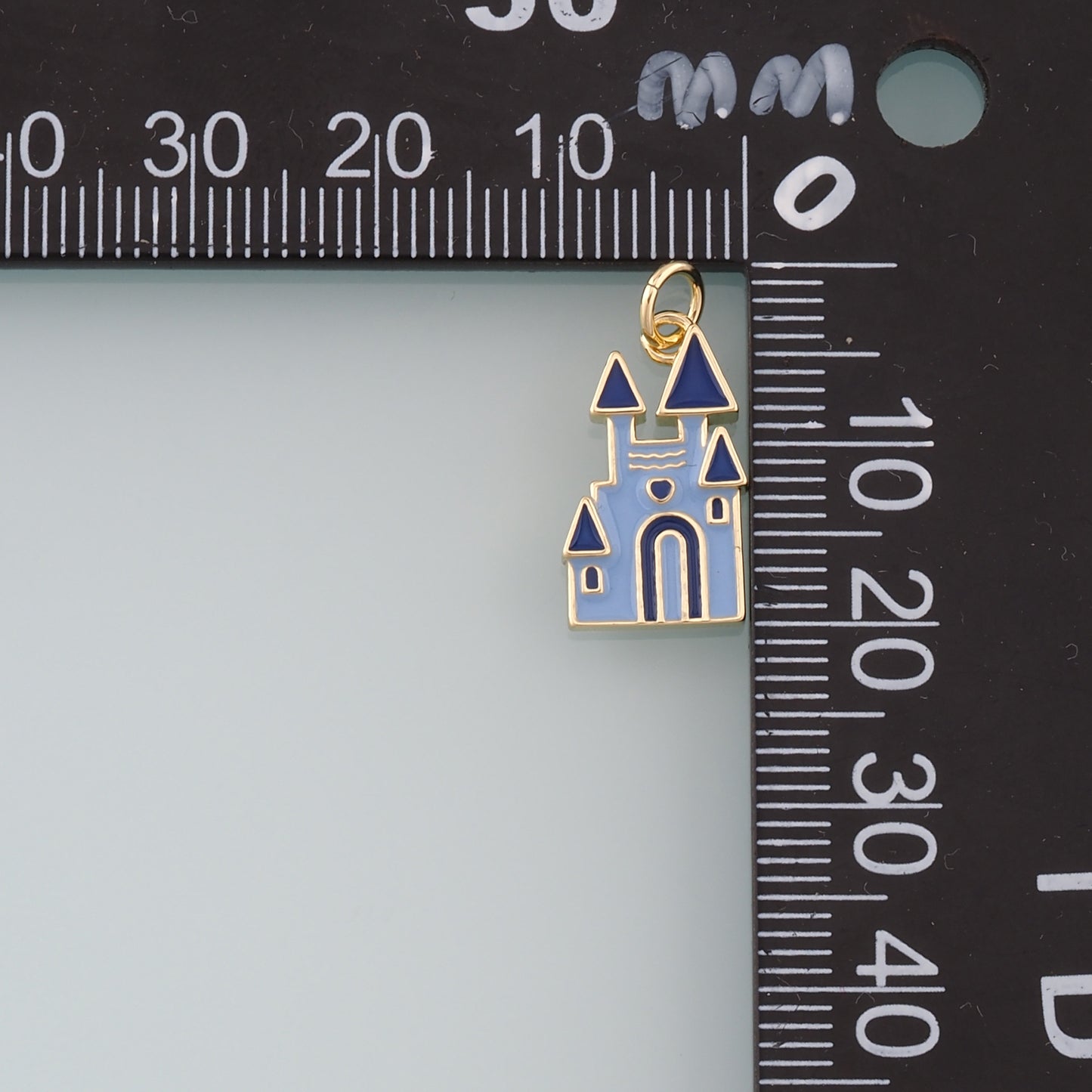 18K Gold Filled Castle Pendant,Enamel Castle Charm Bracelet Necklace for DIY Jewelry Making Supply