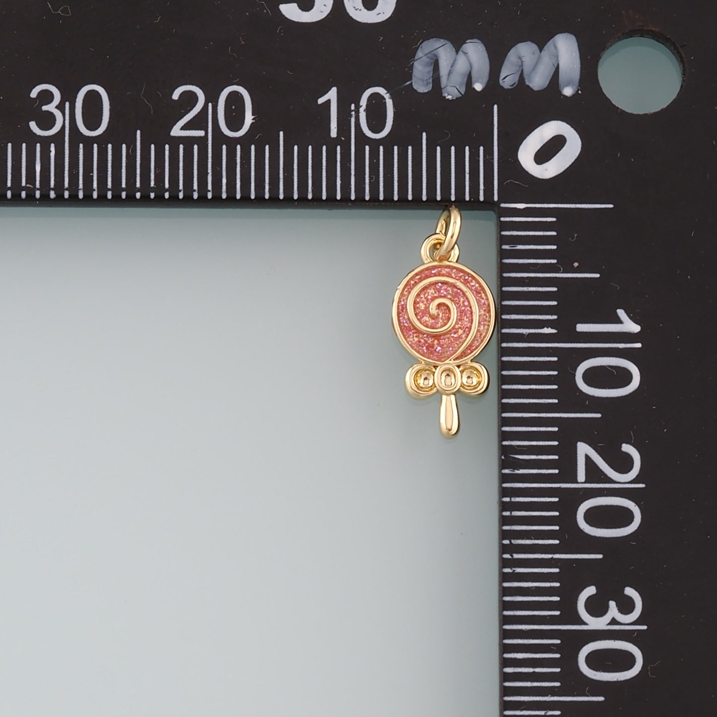 18K Gold Filled Lollipop Pendant,Enamel Candy Charm Bracelet Necklace for DIY Jewelry Making Supply