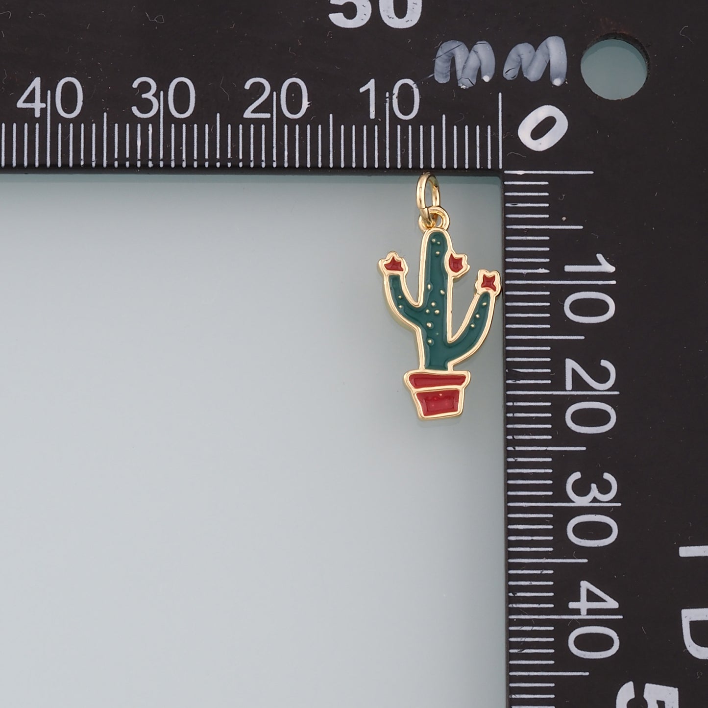 Gold Cactus Charms,18K Gold Filled Cactus Pendant,Enamel Desert Charm Bracelet Necklace for DIY Jewelry Making Supply