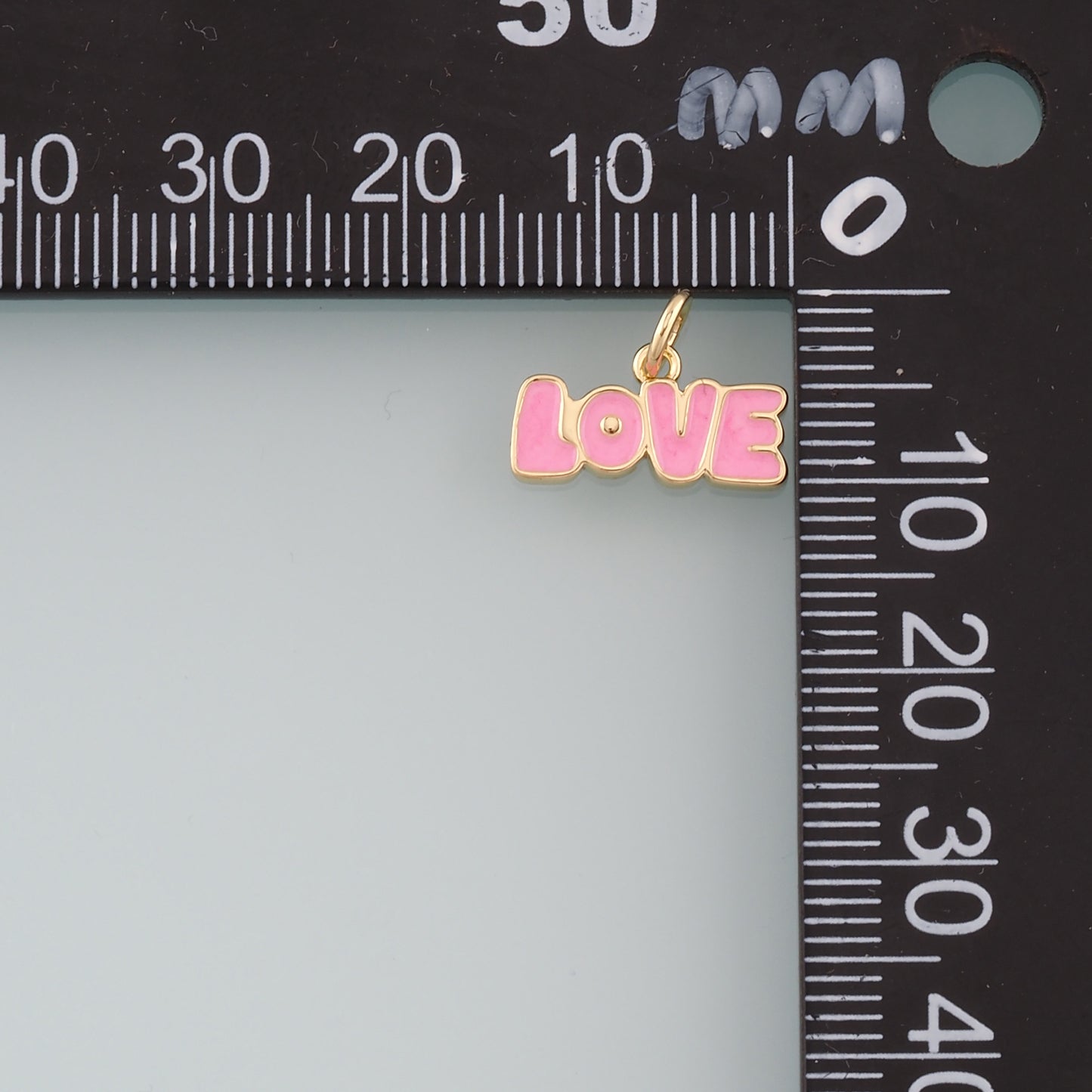 18K Gold Filled Love Pendant,Enamel Love Charm Bracelet Necklace for DIY Jewelry Making Supply