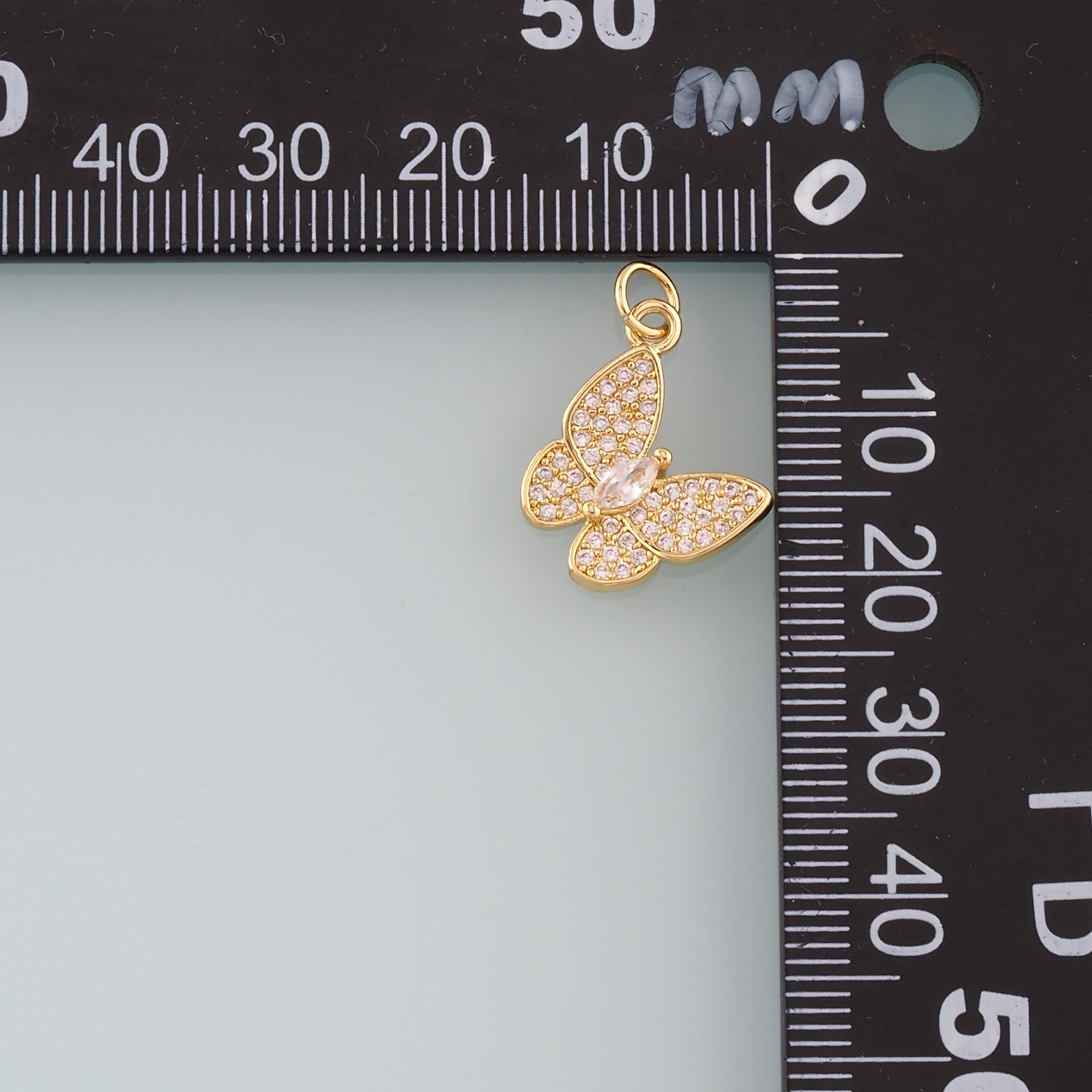 18K Gold Filled Butterfly Pendant,CZ Micro Pave Butterfly Charm Bracelet Necklace for DIY Jewelry Making Supply