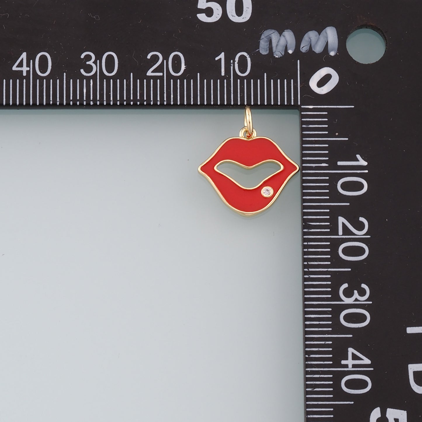 18K Gold Filled Lips Pendant,Enamel Lips Charm Bracelet Necklace for DIY Jewelry Making Supply