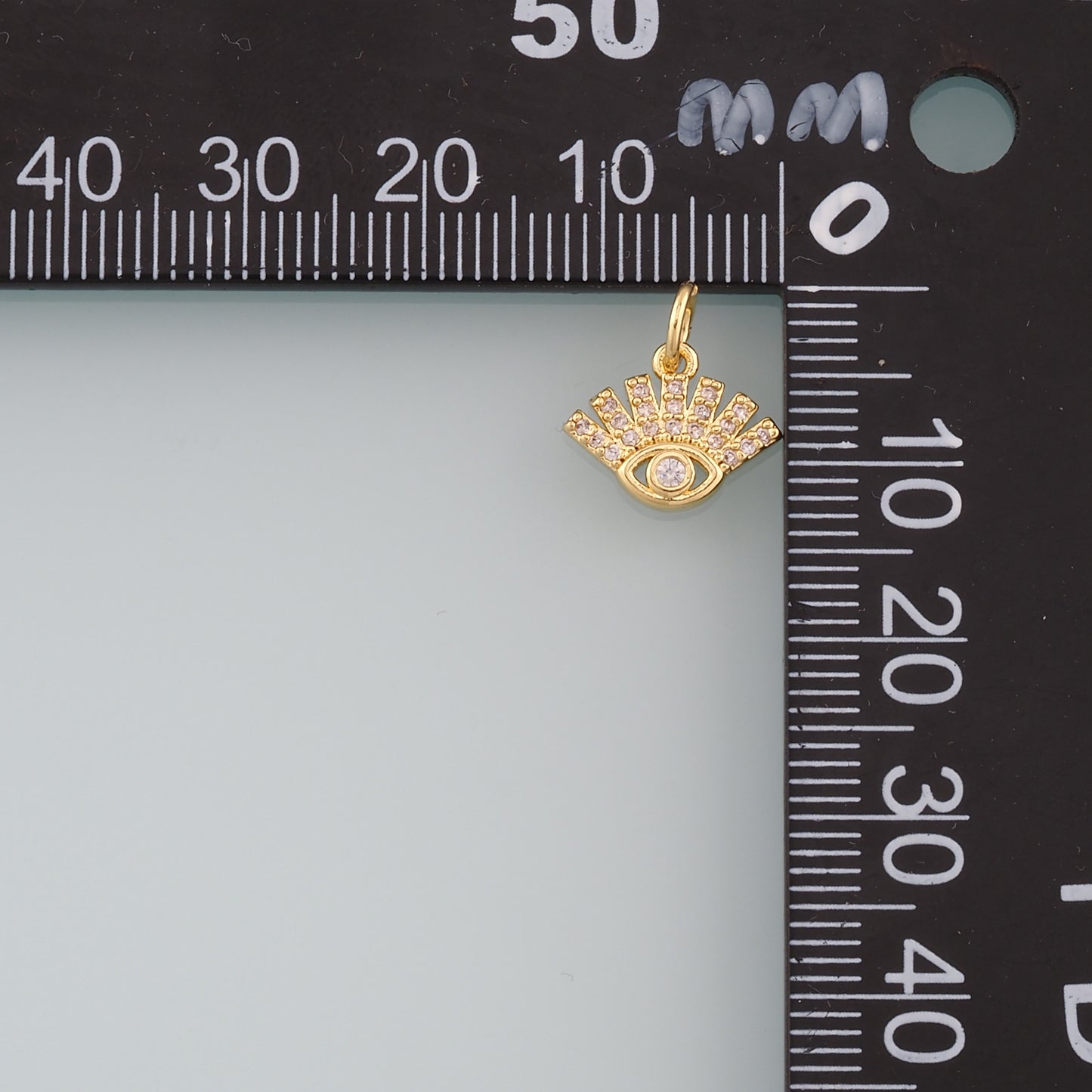 Gold Eye Charm,18K Gold Filled Evil Eye Pendant,CZ Micro Pave Eyelash Charm Bracelet Necklace for DIY Jewelry Making Supply