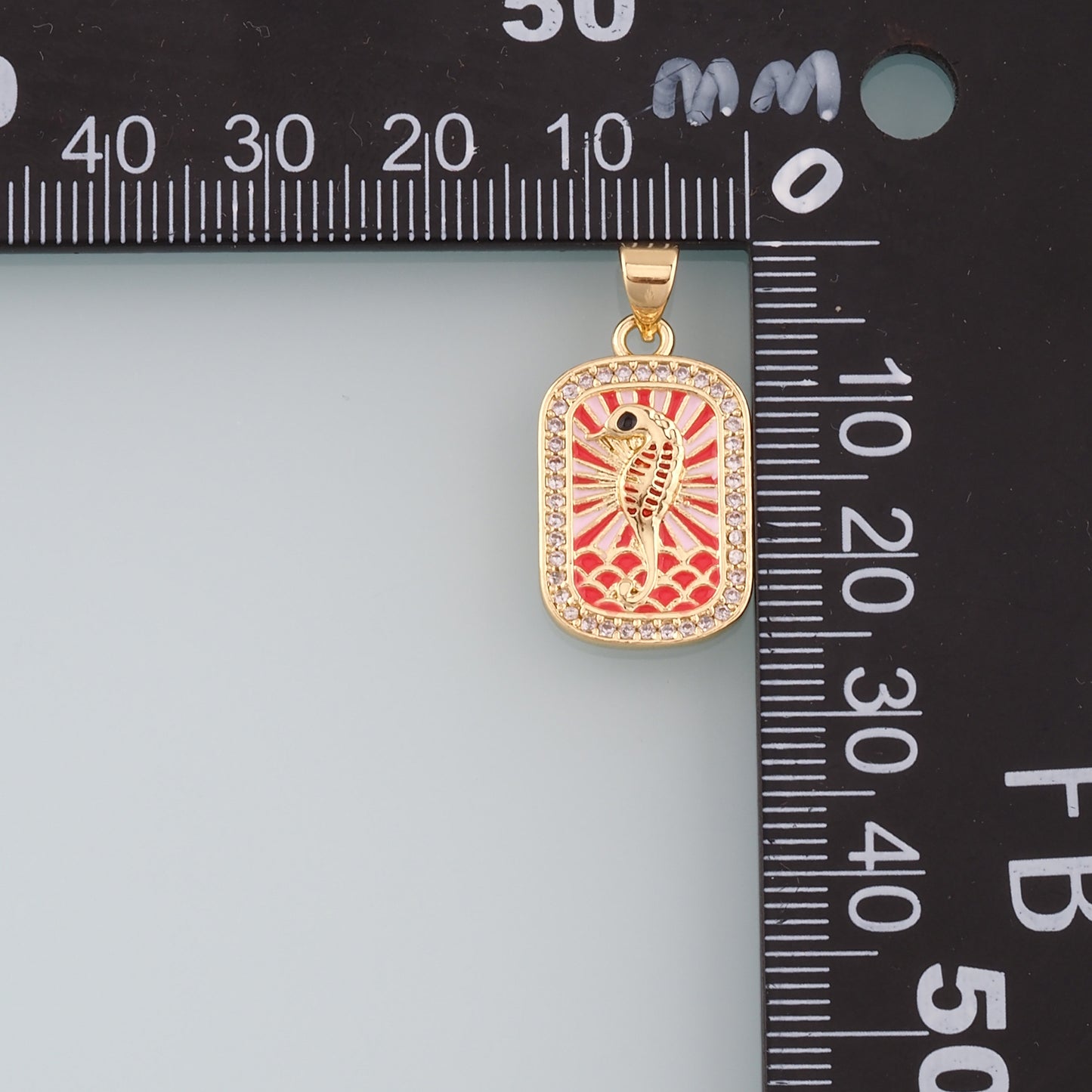 Gold Seahorse Charms,18K Gold Filled CZ Seahorse Pendant,Enamel Seahorse Charm Bracelet Necklace for DIY Jewelry Making Supply