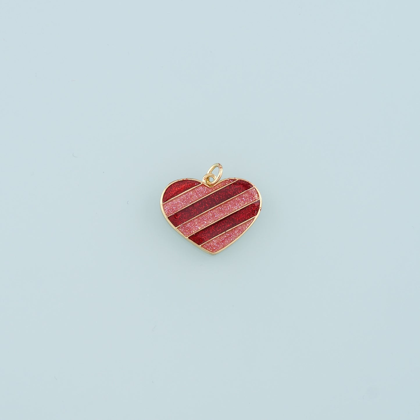 18K Gold Filled Heart Pendant,Enamel Heart Charm Bracelet Necklace for DIY Jewelry Making Supply