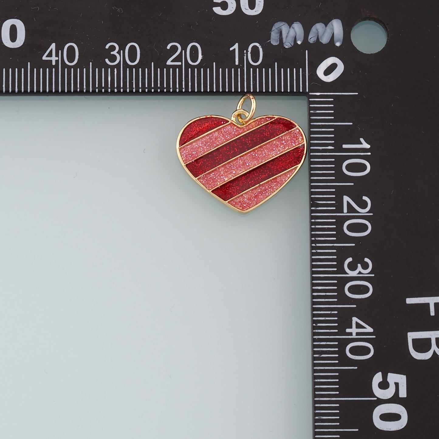 18K Gold Filled Heart Pendant,Enamel Heart Charm Bracelet Necklace for DIY Jewelry Making Supply