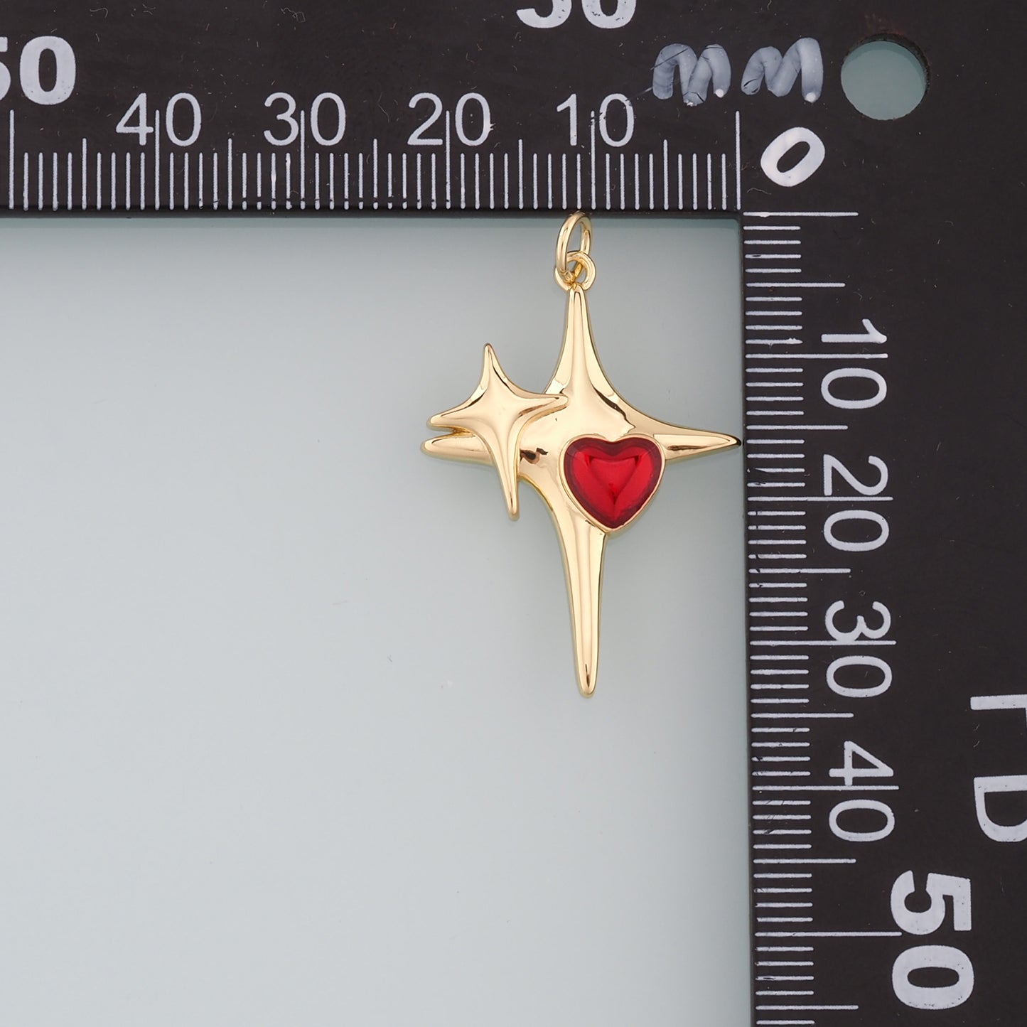 18K Gold Filled North Star Pendant,Enamel Heart Charm Bracelet Necklace for DIY Jewelry Making Supply