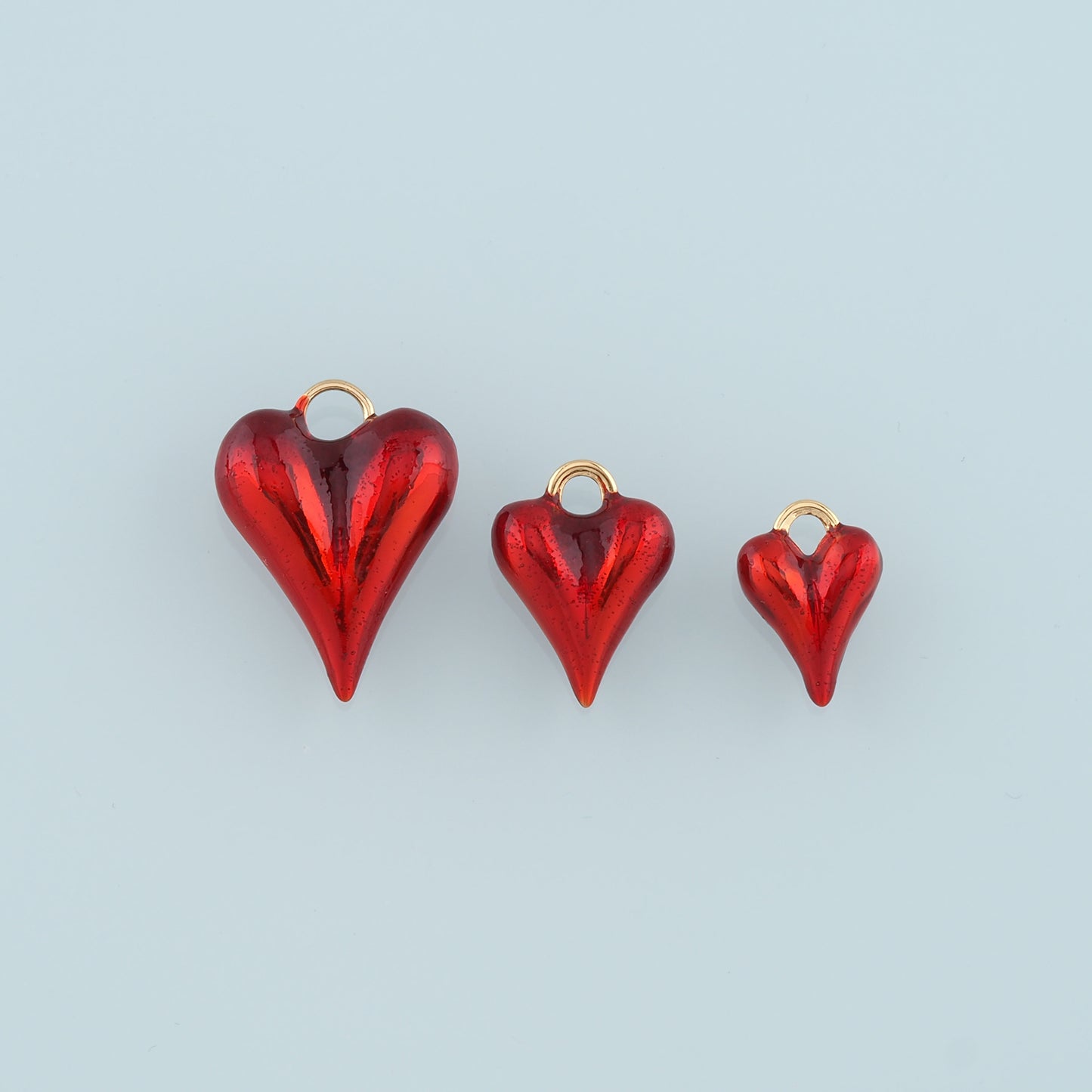 18K Gold Filled Heart Pendant,Enamel Heart Charm Bracelet Necklace for DIY Jewelry Making Supply