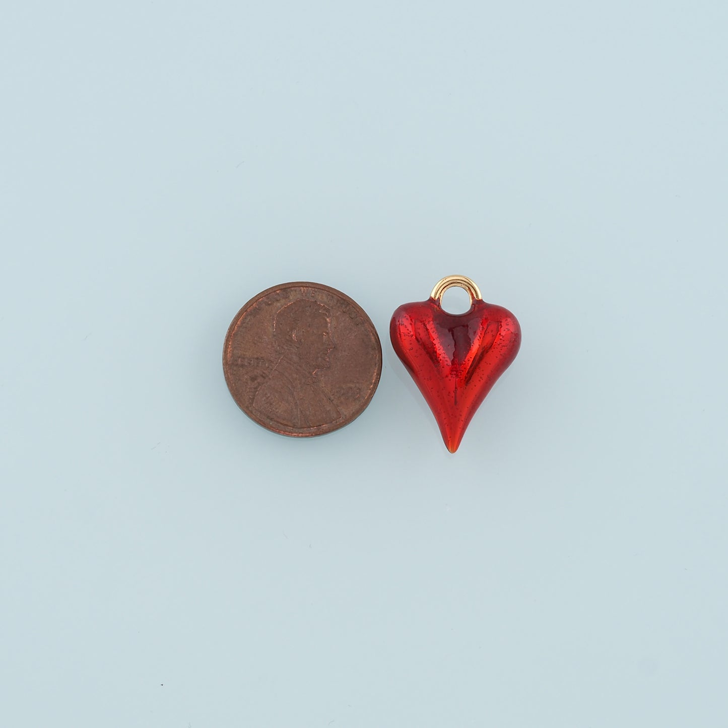 18K Gold Filled Heart Pendant,Enamel Heart Charm Bracelet Necklace for DIY Jewelry Making Supply