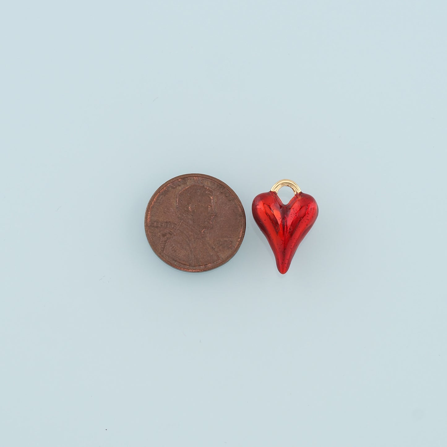 18K Gold Filled Heart Pendant,Enamel Heart Charm Bracelet Necklace for DIY Jewelry Making Supply