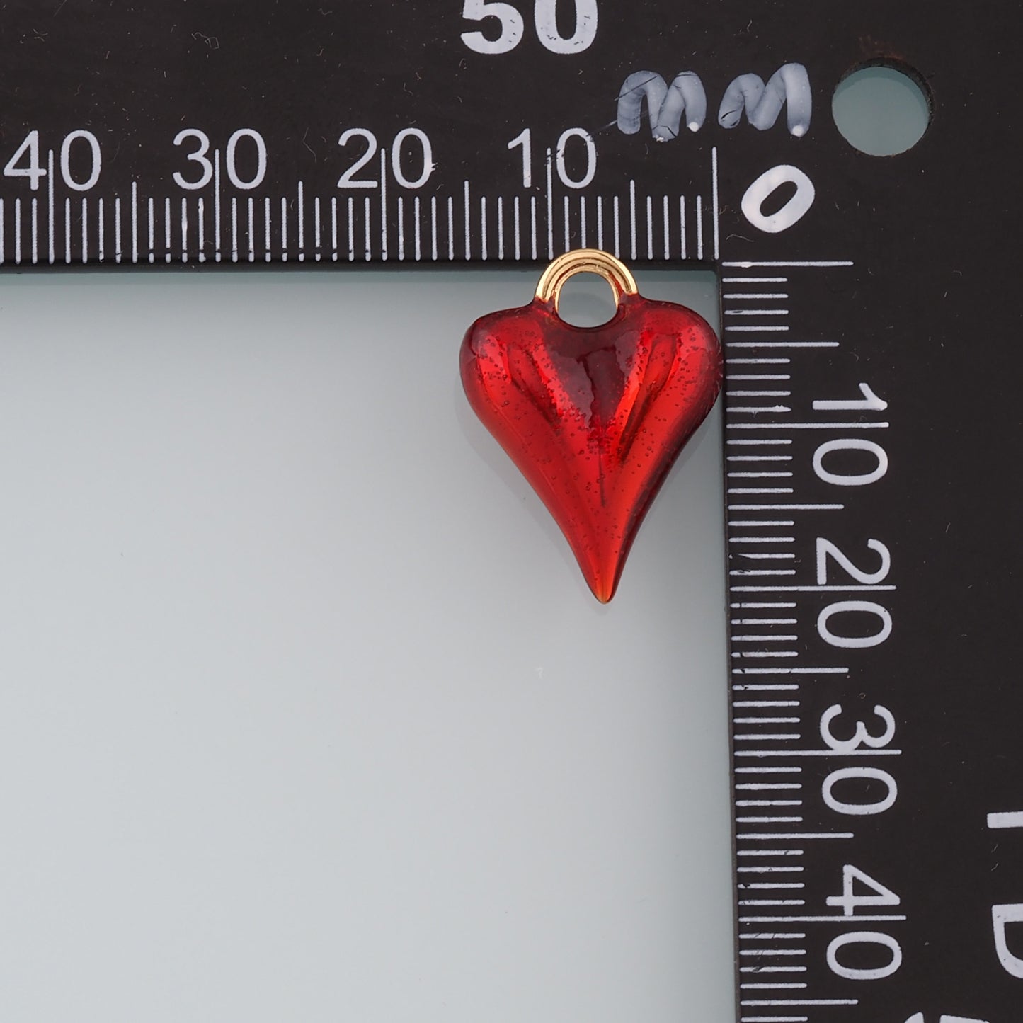 18K Gold Filled Heart Pendant,Enamel Heart Charm Bracelet Necklace for DIY Jewelry Making Supply