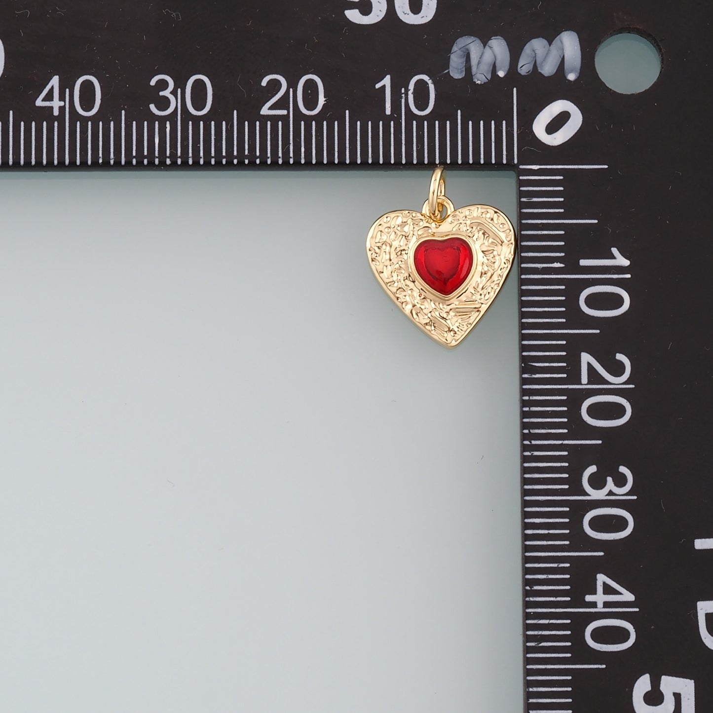 18K Gold Filled Heart Pendant,Enamel Heart Charm Bracelet Necklace for DIY Jewelry Making Supply