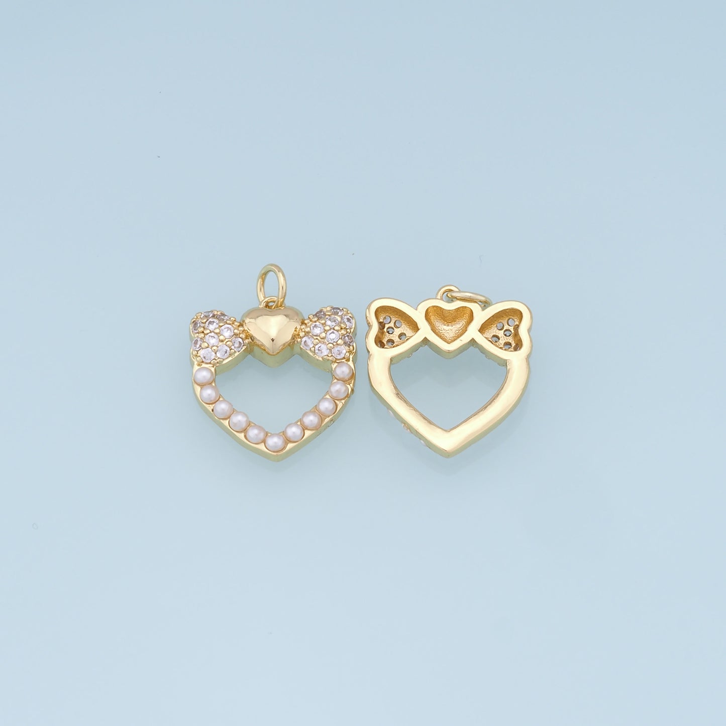 Gold Heart Charms,18K Gold Filled Heart Pendant,Heart Charm Bracelet Necklace for DIY Jewelry Making Supply