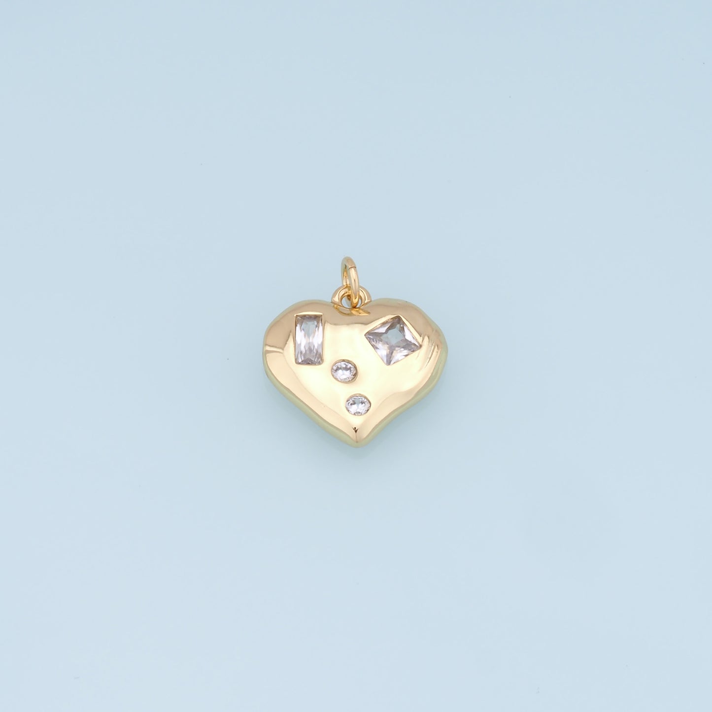 Gold Heart Charms,18K Gold Filled Heart Pendant,Heart Charm Bracelet Necklace for DIY Jewelry Making Supply