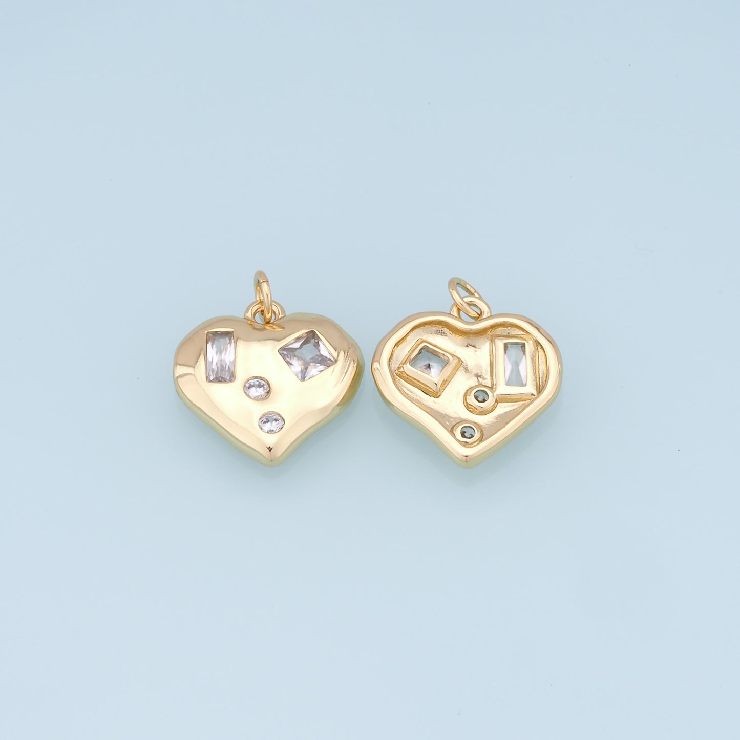 Gold Heart Charms,18K Gold Filled Heart Pendant,Heart Charm Bracelet Necklace for DIY Jewelry Making Supply