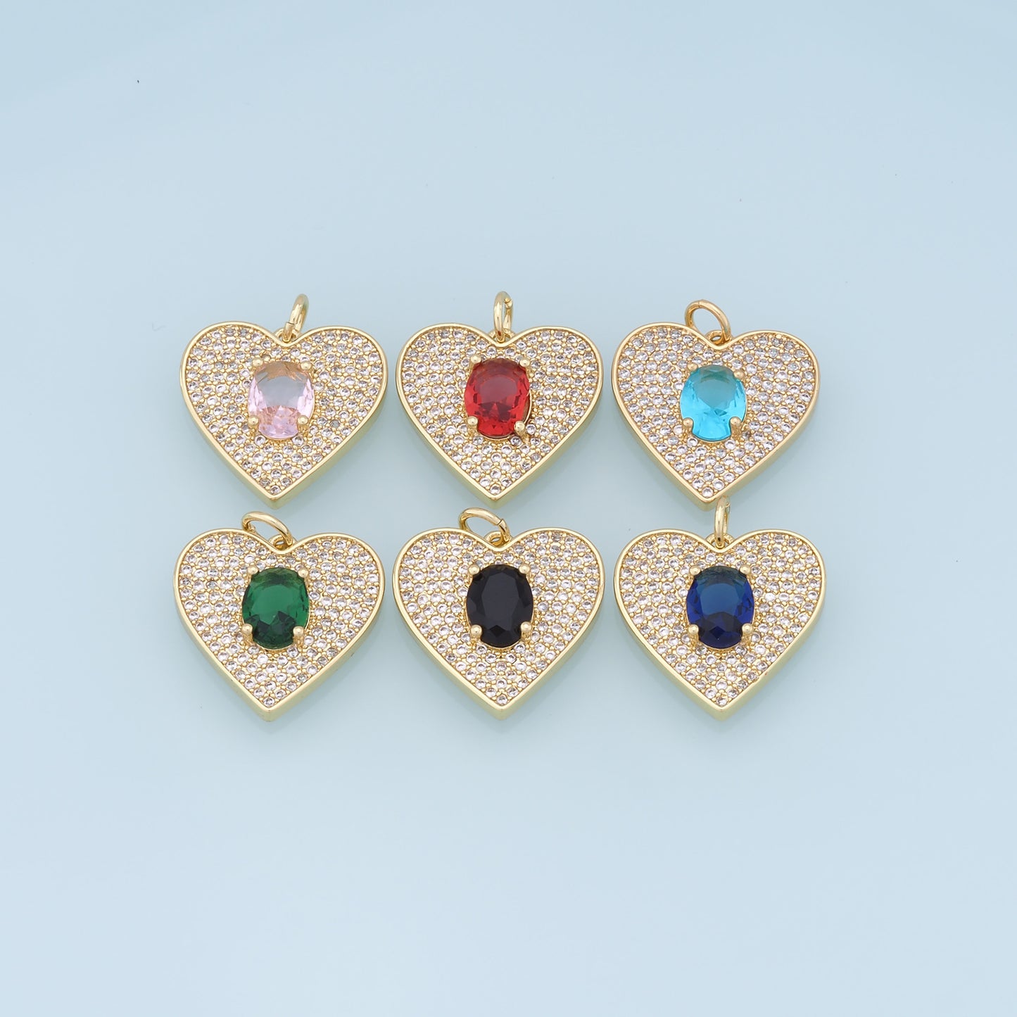 Gold Heart Charms,18K Gold Filled Heart Pendant,crystal Heart Charm Bracelet Necklace for DIY Jewelry Making Supply