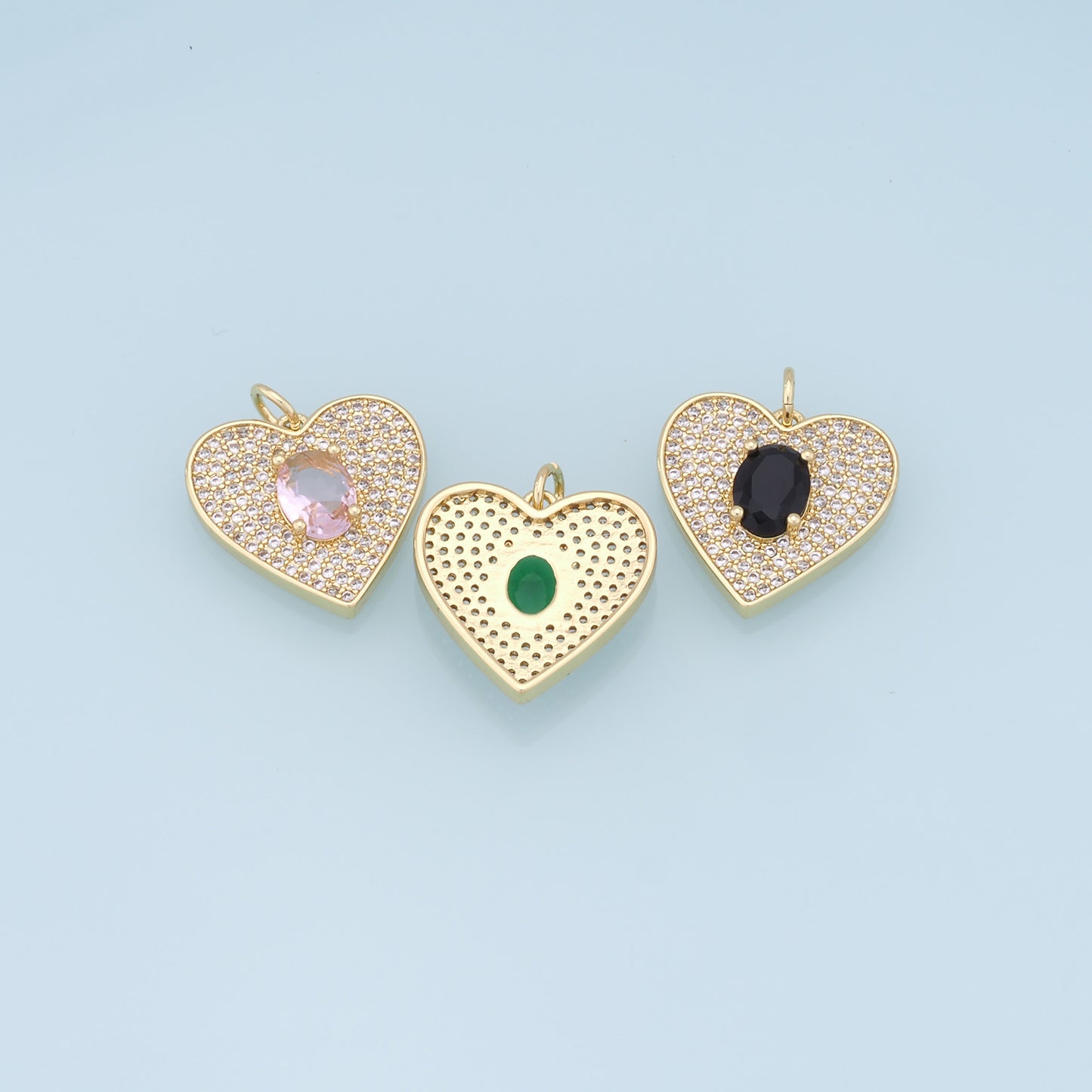 Gold Heart Charms,18K Gold Filled Heart Pendant,crystal Heart Charm Bracelet Necklace for DIY Jewelry Making Supply