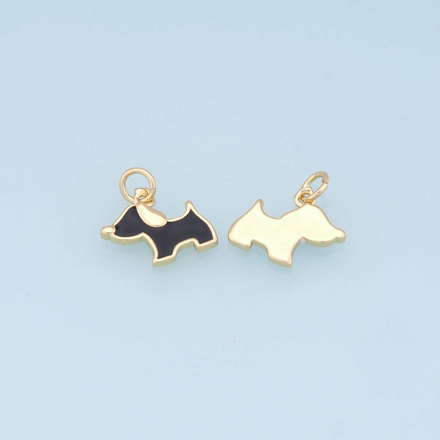 Gold Dog Charms,18K Gold Filled Enamel Dog Pendant,Cute Dog Charm Bracelet Necklace for DIY Jewelry Making Supply