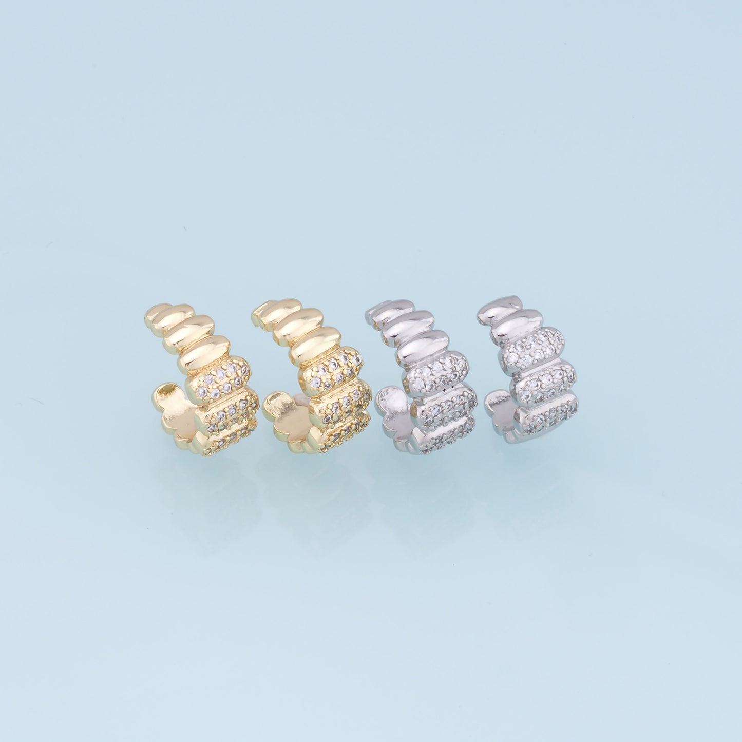 1pair 18K Gold Filled Dainty CZ Hoop Earrings,CZ Ear Cuff No Piercing,Cartilage Earring,Ear Wrap Earrings