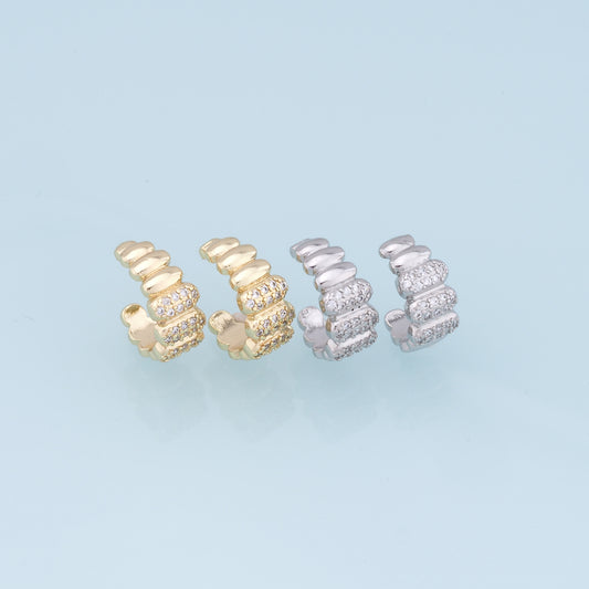 1pair 18K Gold Filled Dainty CZ Hoop Earrings,CZ Ear Cuff No Piercing,Cartilage Earring,Ear Wrap Earrings