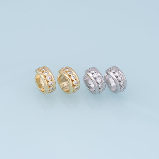 1pair 18K Gold Filled Dainty CZ Hoop Earrings,CZ Ear Cuff No Piercing,Cartilage Earring,Ear Wrap Earrings