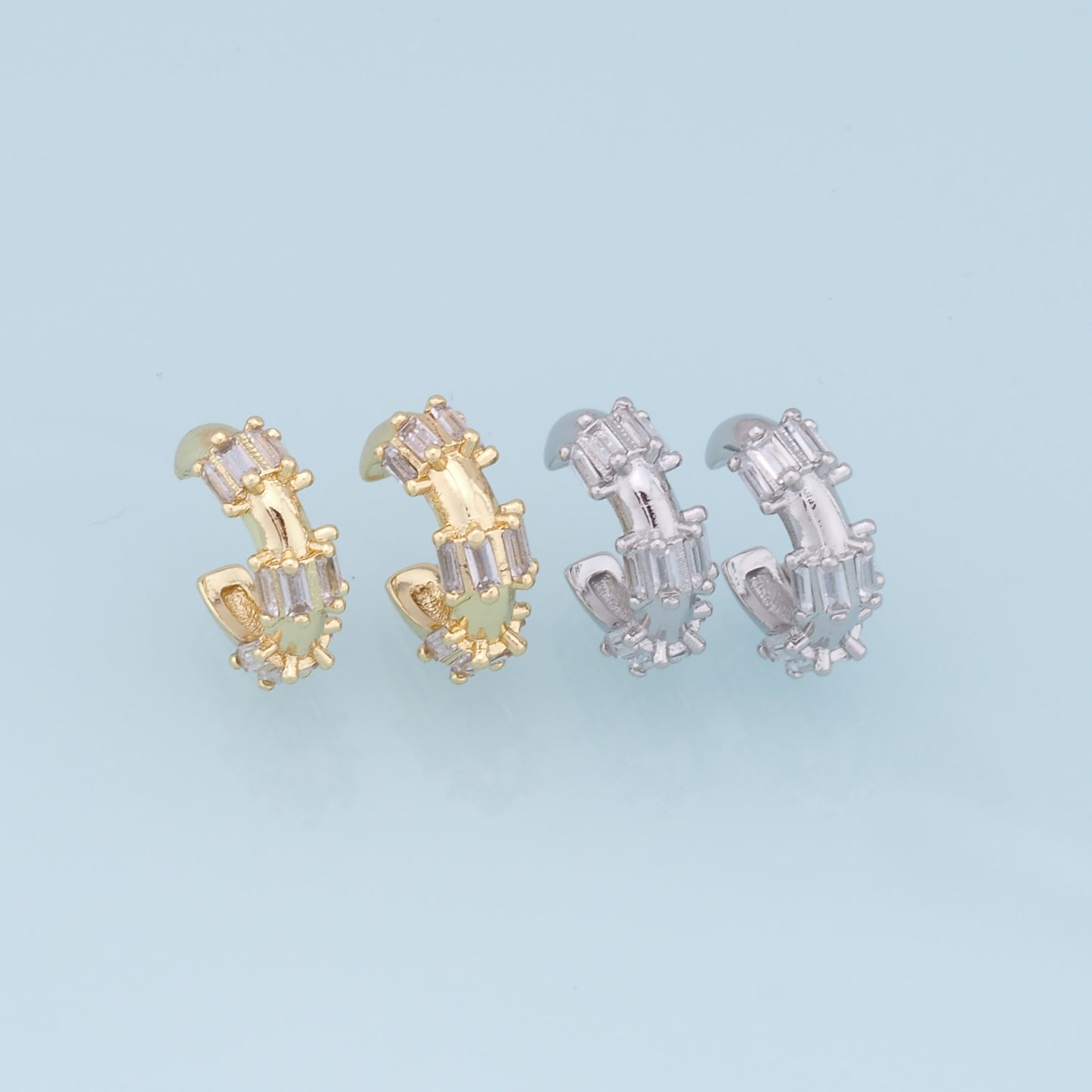 1pair 18K Gold Filled Dainty CZ Hoop Earrings,CZ Ear Cuff No Piercing,Cartilage Earring,Ear Wrap Earrings